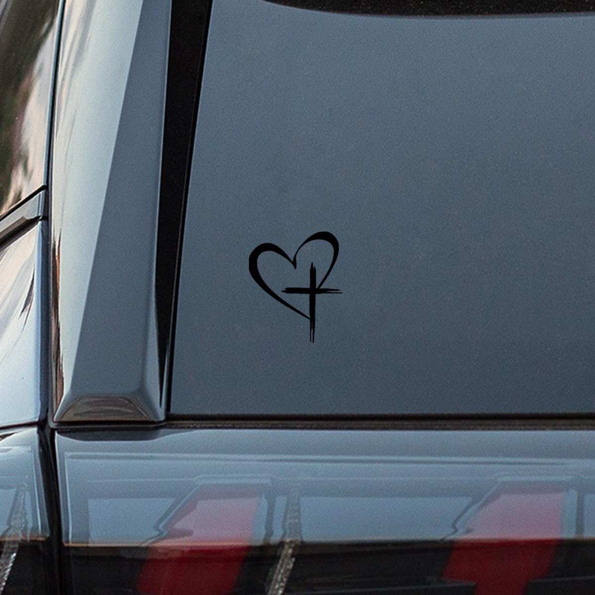 Love Cross Sticker Decal, Love Heart Cross Stickers, Decal Vinyl Sticker for Notebook, Car, Laptop, Window 8.7''&times;6'' (Black Small) image number 2