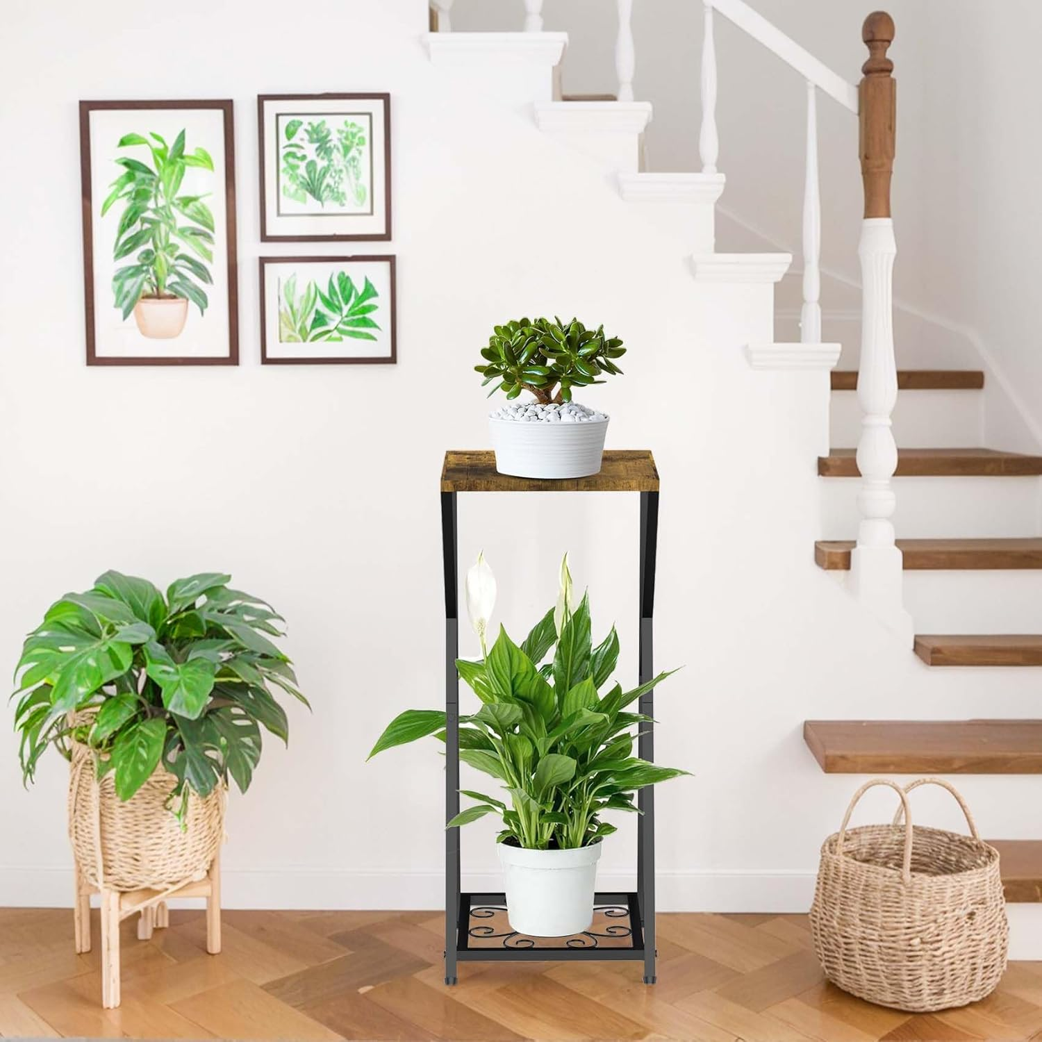 Plant Stand Indoor Corner Metal Plant Shelf for Multiple Plants, 2 Tier Modern Plant Support Flower Pot Holder Display Rack for Home Living Room Outdoor Balcony Garden Patio image number 3
