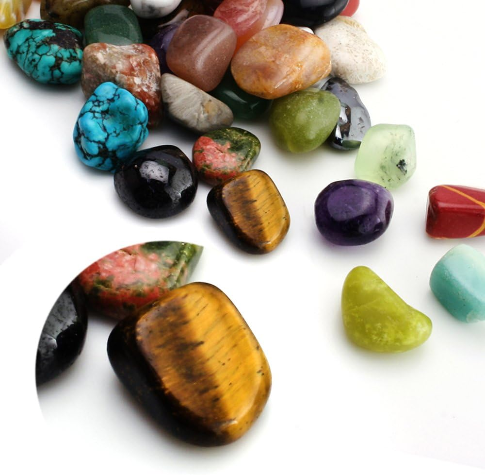 BEADNOVA Gemstone Rock Collection Kit for Kids Geology Science Learning with Magnifier Reading Glass (Pack of 20Pcs) image number 2