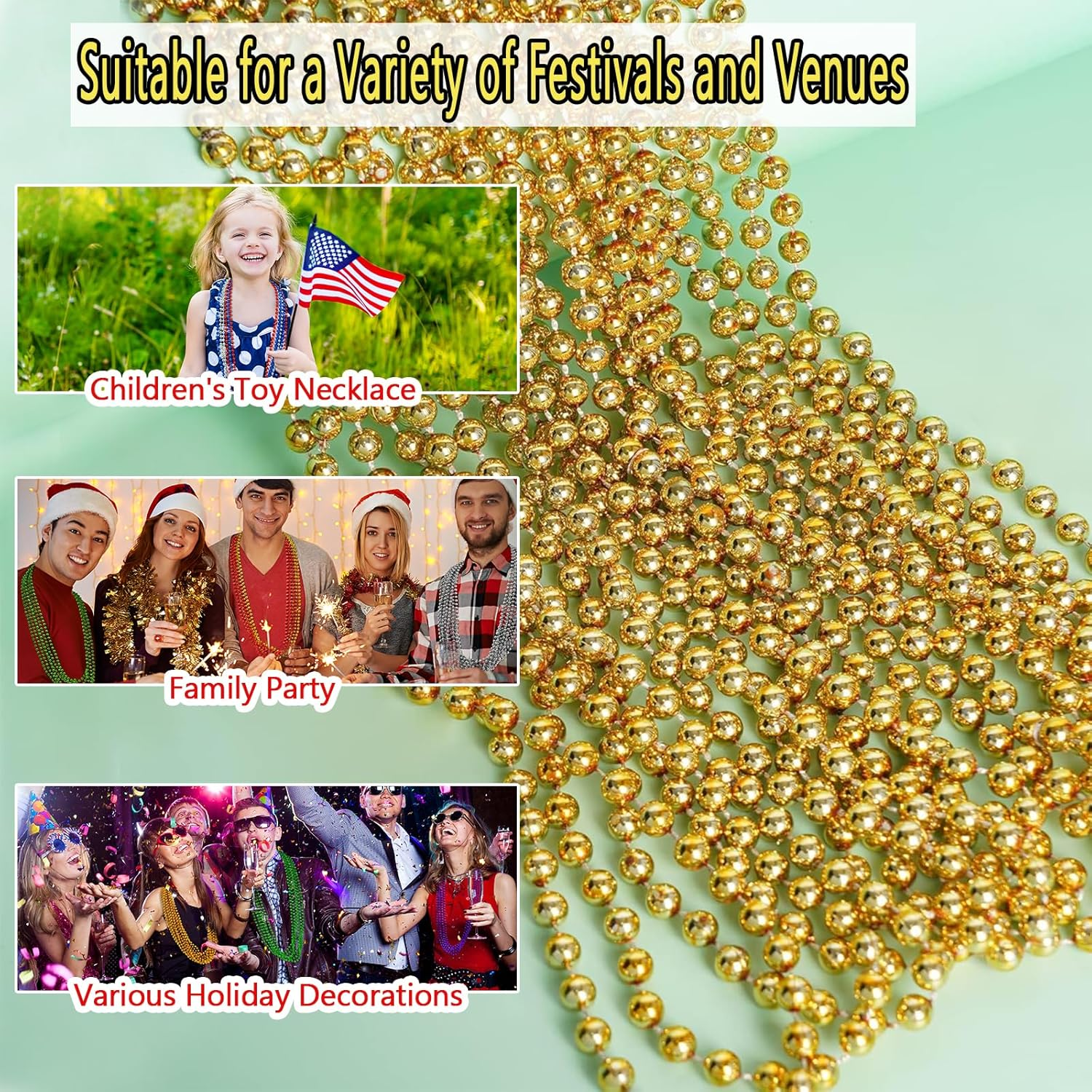 ZZYFGH 12 Pcs Beads Necklaces Party Decorations - Black image number 2