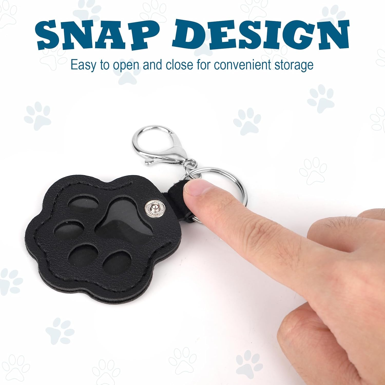 3Pcs Dog Fur Storage Keychains, Durable Leather Pet Memorial Keychain Cute Paw Shaped Keyring for Dogs & Cats Pet Hair Collection Keepsake (Black, Gray, Red) image number 4