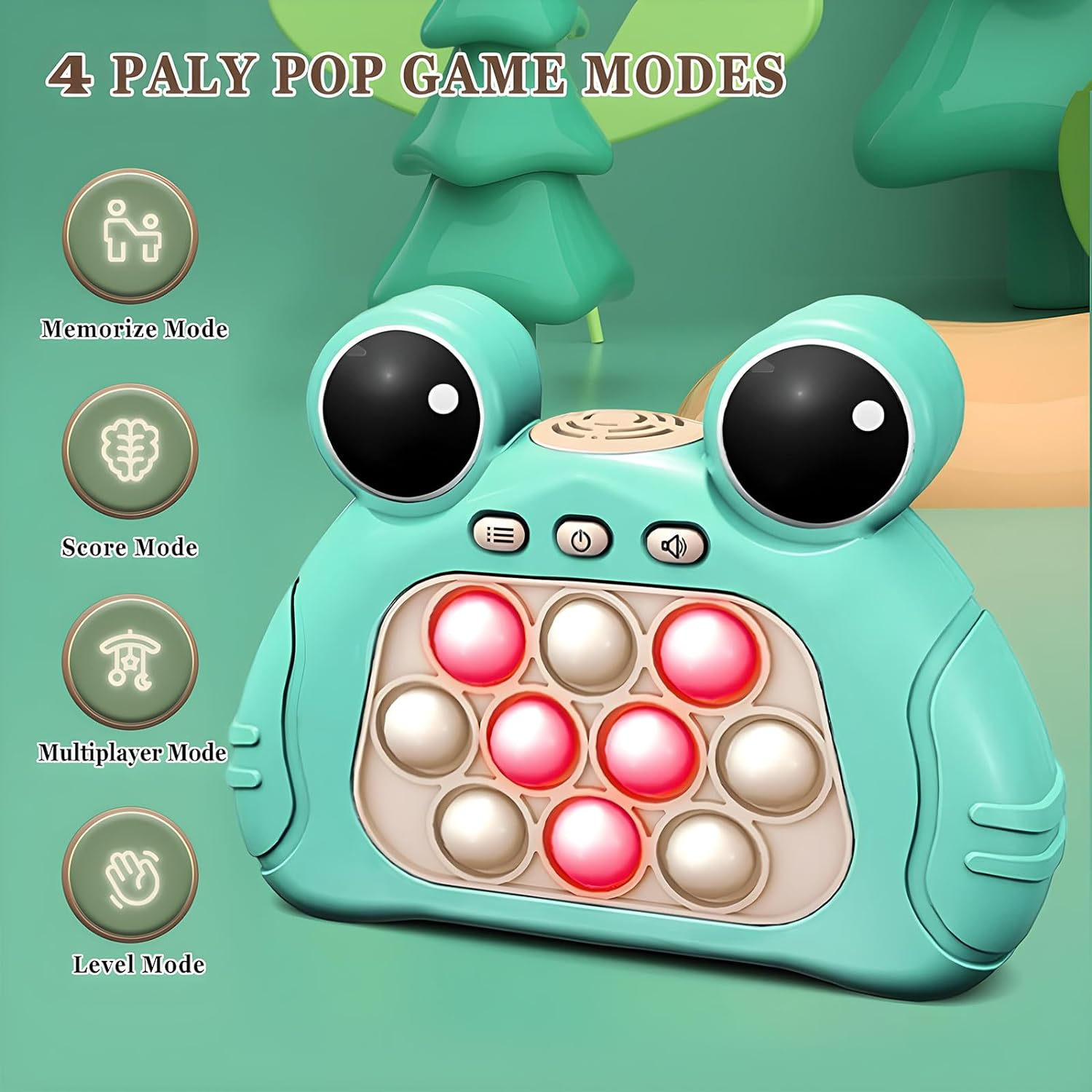 ZCOINS Pop Game Sensory Fidget Toys, Quick Push Light-Up Popping Squeeze Stress Toys, Handheld Electronic Push Pop Stress Puzzle Game for Kids and Adults Gift Party Fillers image number 1