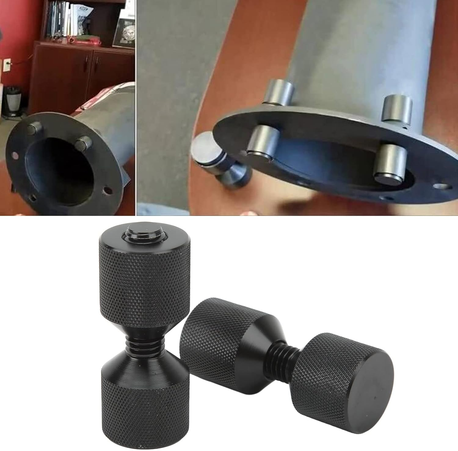 2 Pcs Two Hole Pins, Aluminum Lightweight Construction 2 Hole Flange Alignment Pin with Anodized Black Oxide Finish for Car Ship Large Machinery,Black image number 2