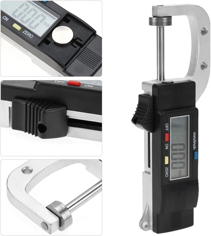 Digital Thickness Gauge, 0-25Mm Range, Large LCD Display, Switchable Mm/Inch Units, for Material Thickness Measurement image number 4