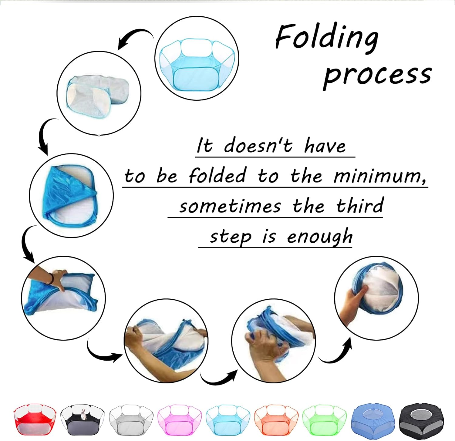 Small Animals Playpen, Portable Pop-Up Open Interactive Pet Tent, Indoor Outdoor Fence for Rabbits, Guinea Pig, Hamster, Chinchillas, Kittens, Puppies - Black image number 7