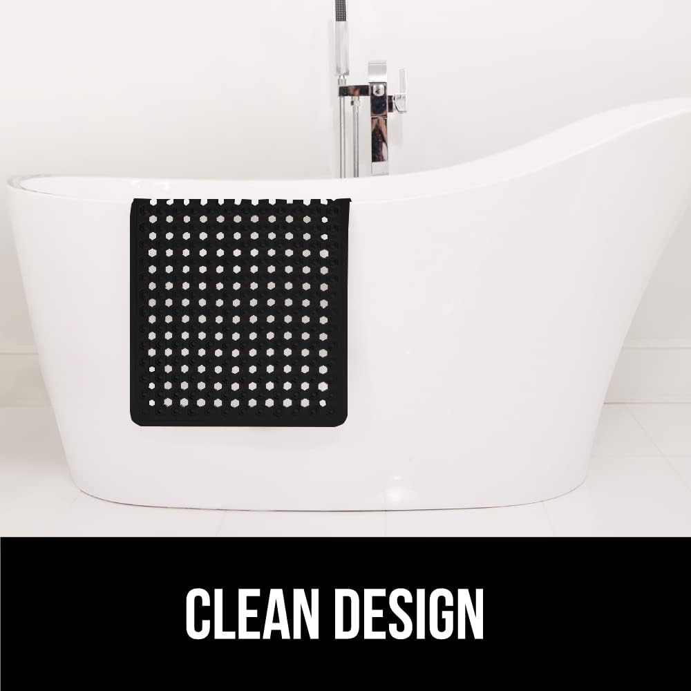 GORILLA GRIP Original Bath, Shower, and Tub Mat (35X16), Machine Washable, Antibacterial, BPA, Latex, Phthalate Free, XL Size Bathroom Mats, Materials (Black) image number 2