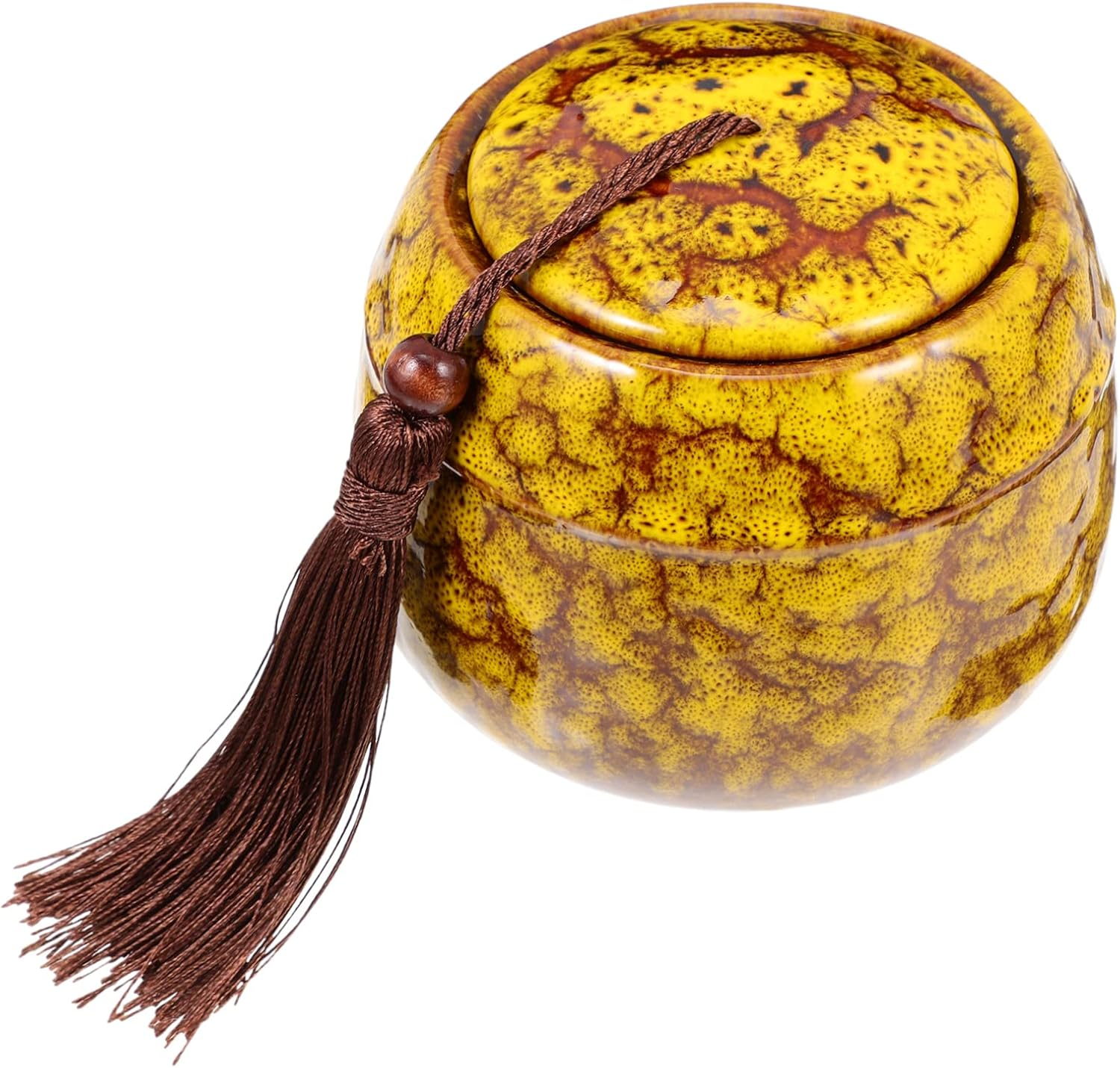 FELTECHELECTR Loose Tea Leaf Storage Jar Vintage Ceramic Canister for Tea Dried Fruits and Snacks Airtight Jar Tassel Lid for Home Kitchen Storage image number 1