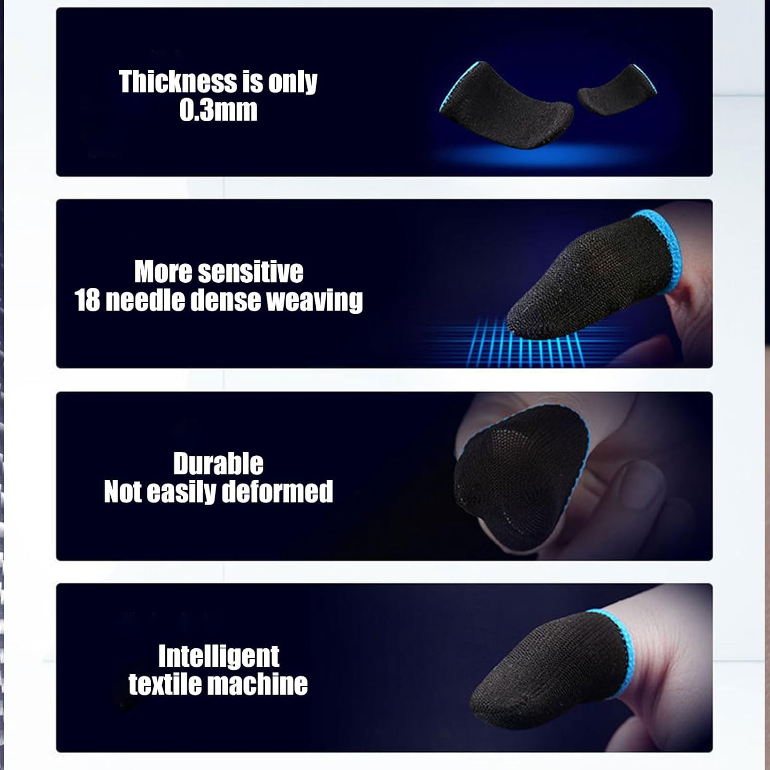 BGENHPON Mobile Phone PUBG Finger Sleeve Anti-Sweat Thumb Sleeves Professional Gaming Finger Gloves Breathable Comfortable for Gaming Pack of 10 Blue​ image number 4