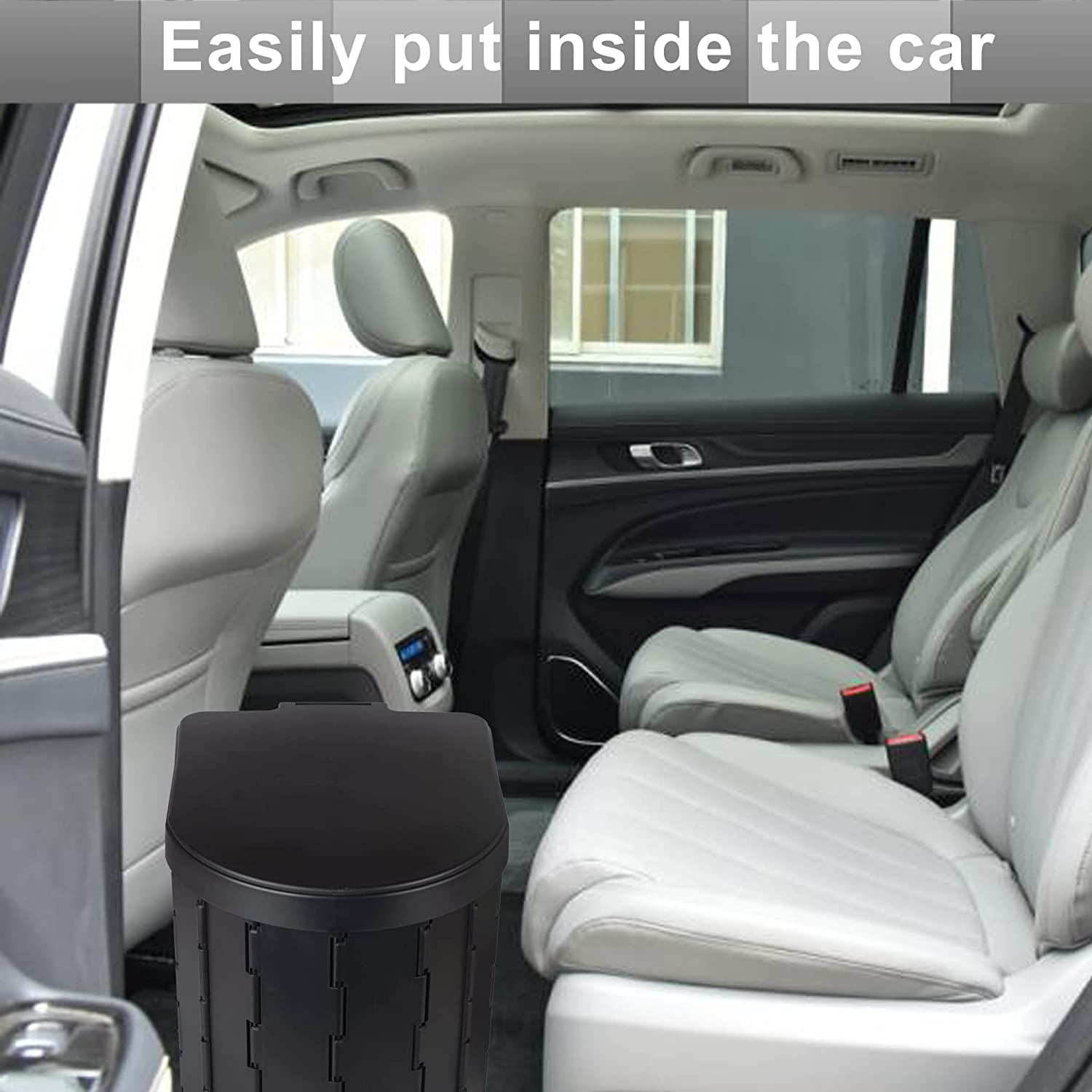 Portable Toilet for Outdoors& Indoors, SFSUMART Foldable Potty & Stool for Car Camping Travel Hiking Fishing Long Trips - Black image number 2