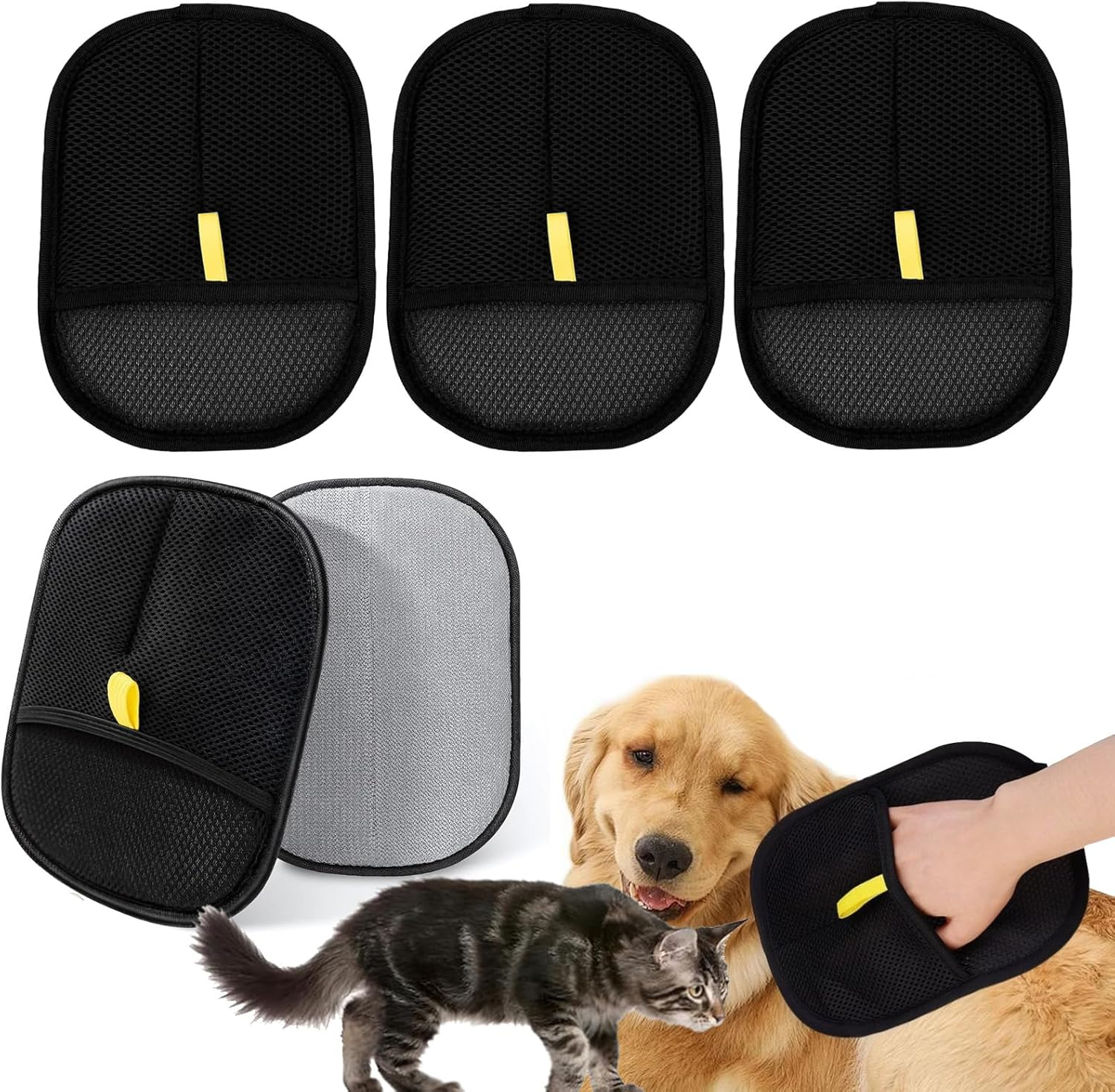 Onlvmyur 4 X Pet Hair Remover Glove Efficient Cat Hair Remover Glove Black Pet Hair Removal Gentle Grooming Glove for Dogs and Cats image number 4