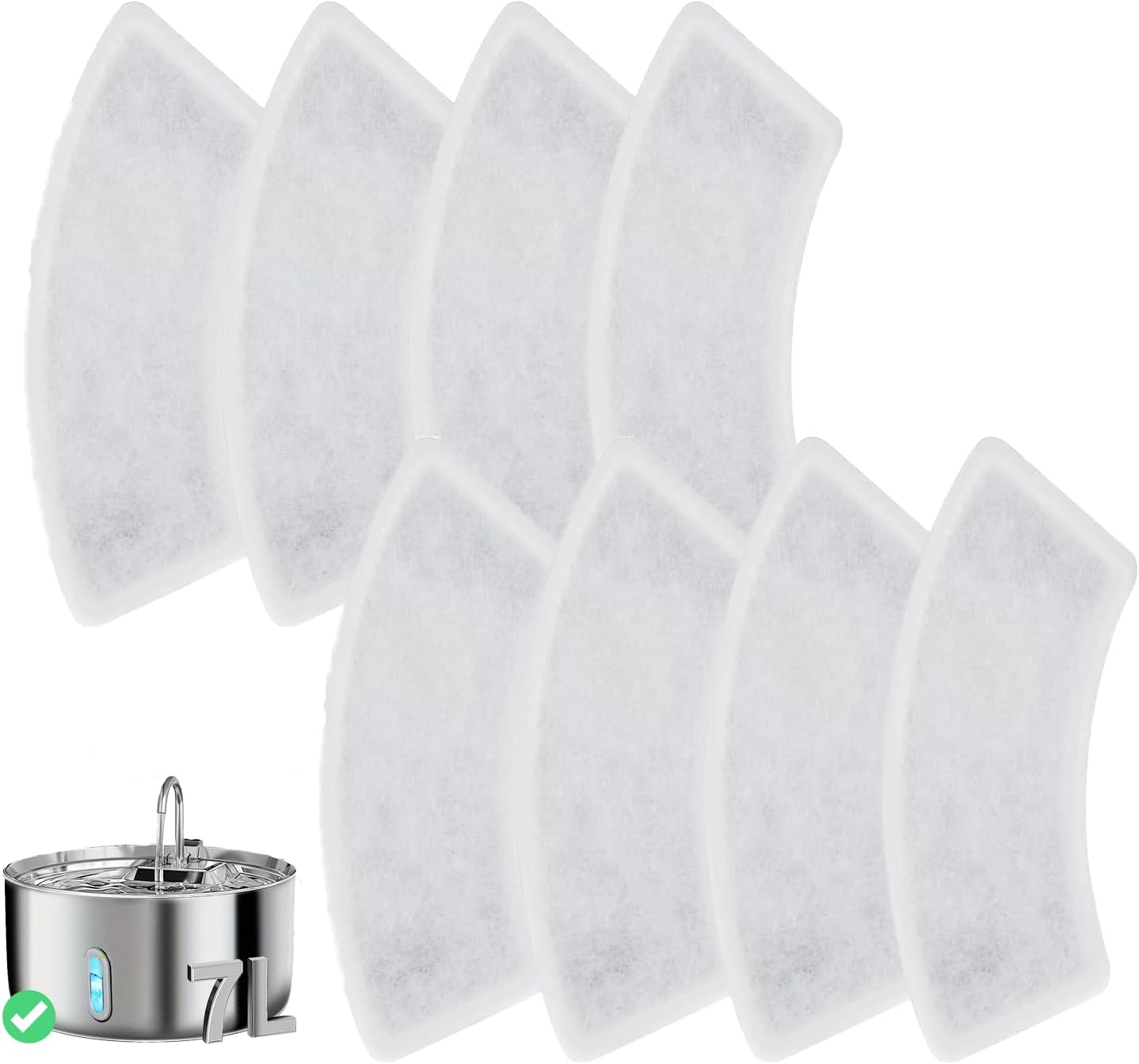 8 Pack Cat Dog Water Fountain Filter Replacement, 4 Layer Filtration System, Perfect Fit for ZALLUC 7L/236Oz/1.8G Stainless Steel Dog Water Fountain