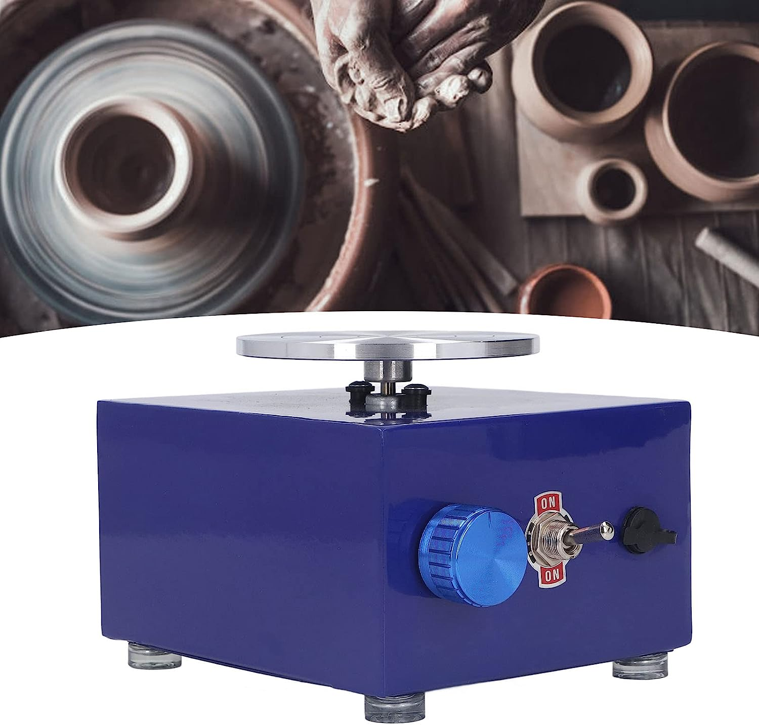 Mini Pottery Wheel, Adjustable Speed Electric Pottery Wheel, Rustproof Detachable Basin Pottery Forming Machine, DIY Clay Turntable Tray for Art, Craft, Work, Clay, Parent Child Activities(Au) image number 6