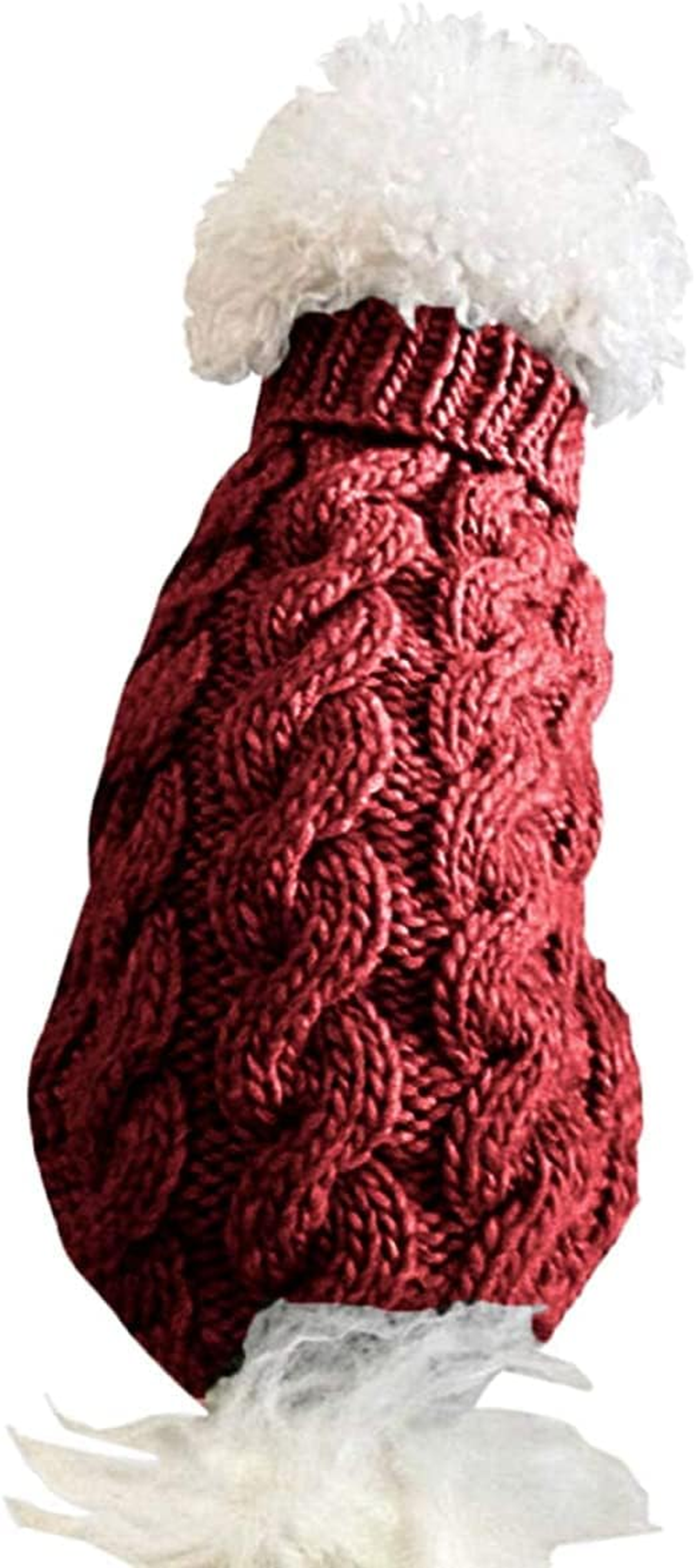 Dog Sweaters for Medium Small Dogs, Cat Sweater Dog Clothing Dog Jumper Puppy Turtleneck Knitted Dog Outfit Pet Twist Striped Vest Cute Warm Winter Clothes for Chihuahua, Dachshund (Wine, Medium) image number 3