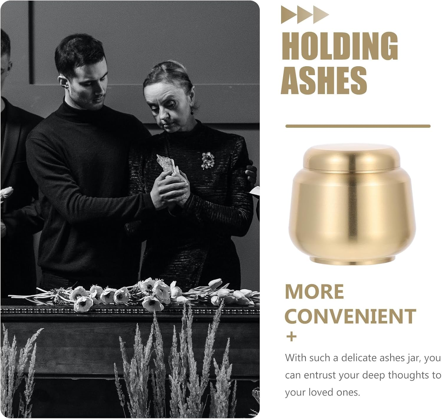 DECHOUS Brass Cremation Urns for Human Ashes Mini Keepsake Urns for Pet Baby Ashes Funeral Memorial Jar image number 2