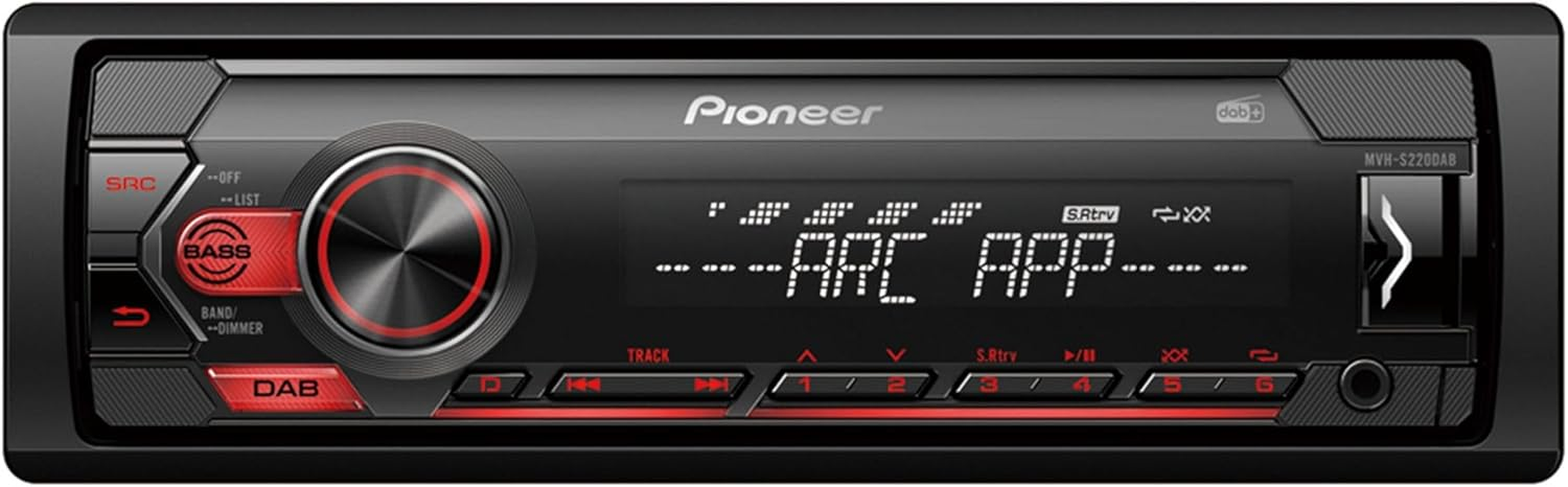 Pioneer MVH-S120UB 1-DIN Receiver with Red Illumination, USB and Compatible with Android Devices.