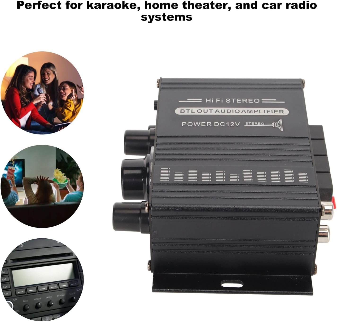 Power Amplifier, 20W X 2 Hifi Stereo Bluetooth 5.0 Digital Audio Amp 2 Channel Amplifier for Karaoke, Home Theater, and Car Radio Systems