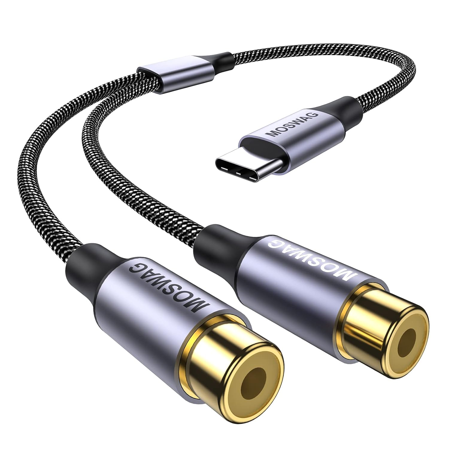MOSWAG USB C Male to Dual Female RCA Stereo Audio Y Splitter Adapter Cable Allows up to Hi-Fi Sound Quality,Wide,Natural Sound Stage and Uncolored Sound image number 2