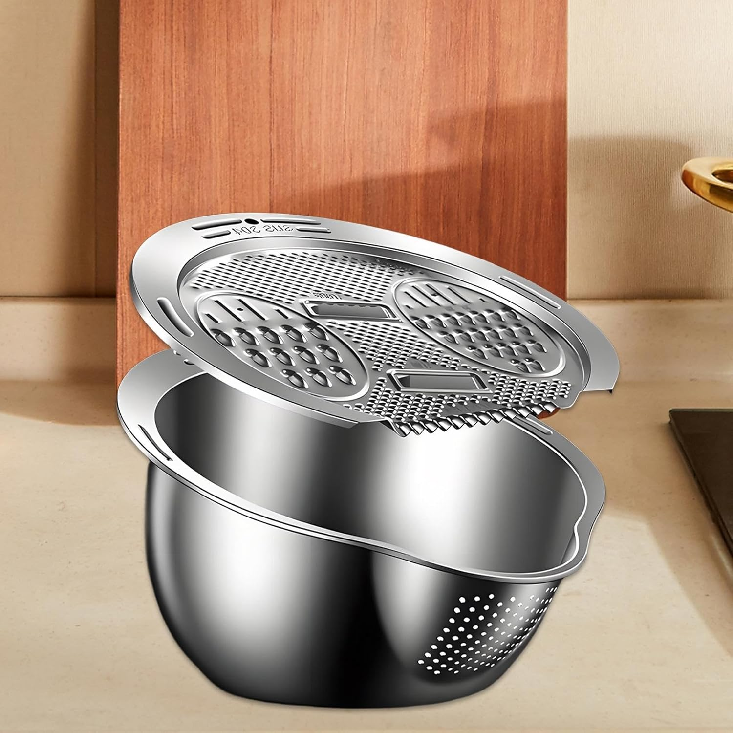 Rice Strainer | Multifunctional Stainless Steel Rice Rinser | Fruit & Vegetable Tools for Straining Tea Berry Rinsing Cooking Pasta Sushi Prep Vegetables Fruits image number 4