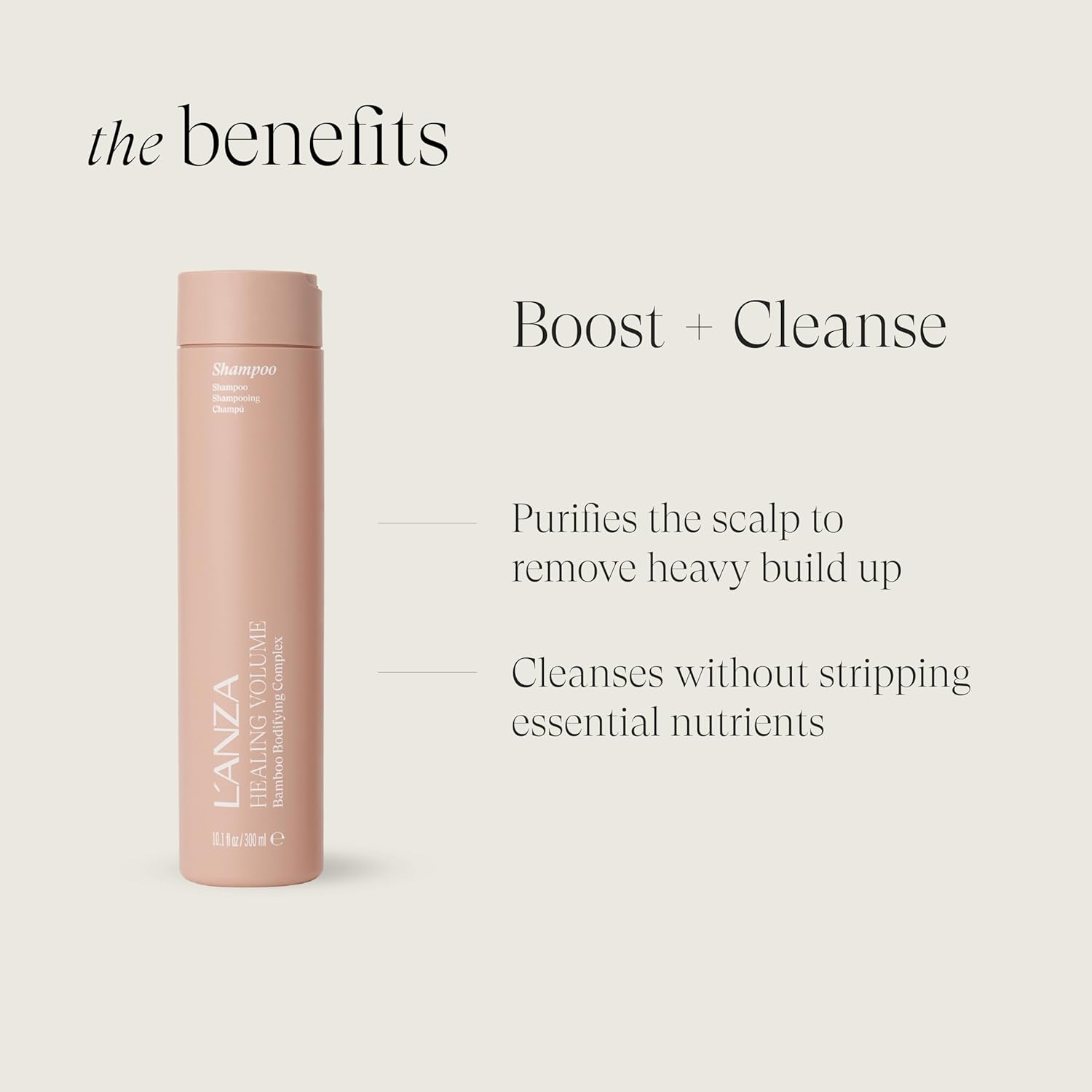 L'ANZA Healing Volume Thickening Shampoo (300 Ml), Gives Fine and Flat Hair Shine, Volume and Density, Rich in Bamboo Bodifying Complex and Keratin, Volume Shampoo image number 1