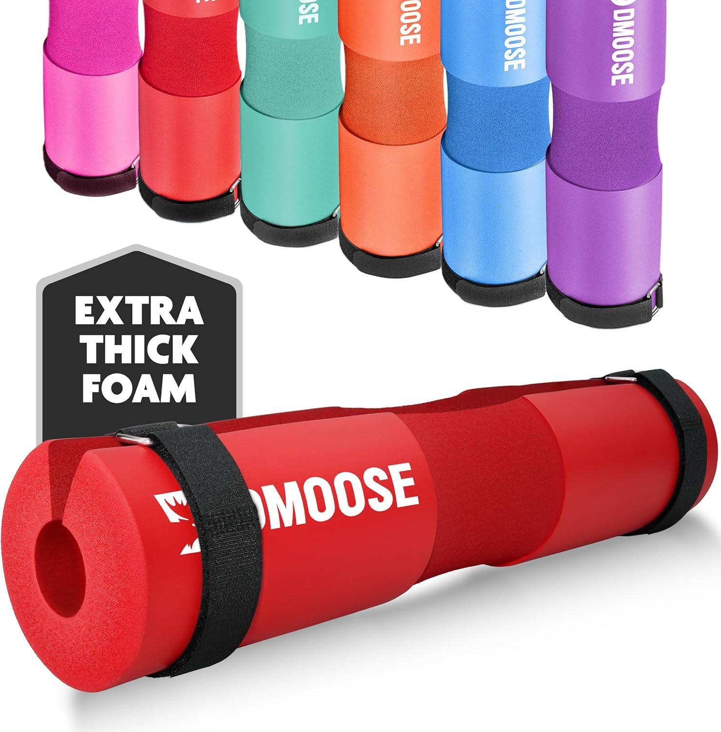 Dmoose Fitness Barbell Pad for Hip Thrust, Squat & Lunges - Non-Slip Thick Foam Cushion for Neck and Back Support with Two Straps - Hip Thrust Pad for Leg Day - Fits All Olympic Bars and Smith Machine