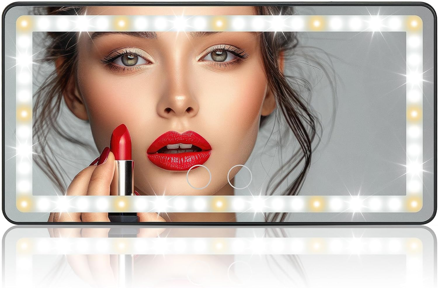 JOYTUTUS Car Sun Visor Vanity Mirror with Lights, 3 Light Modes & 60 Leds, Rechargeable Dimmable Touch Control Travel Makeup Mirror for Truck SUV