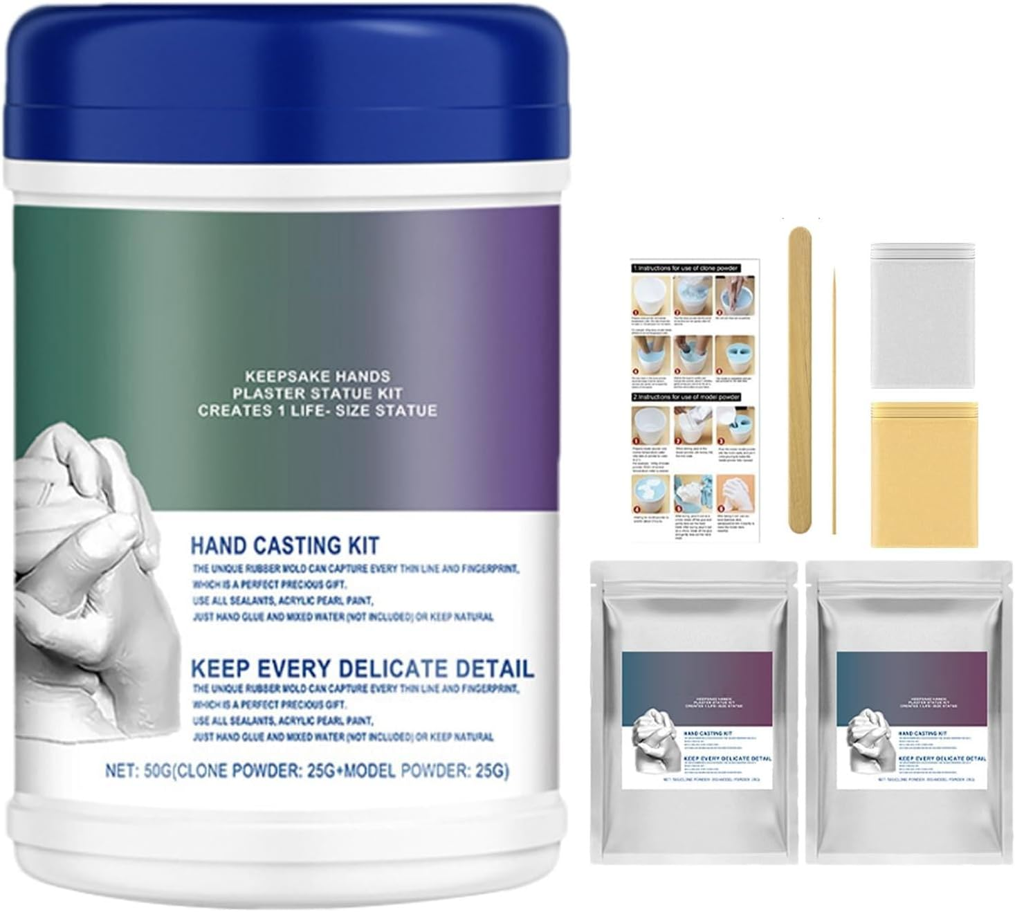 Hand Mold Kit Couples, Keepsake Hand Mold Kit, Creative 3D Keepsake Handmold Set, Safe Plaster Statue Molding for Couples, Adults, Children, Wedding, Friends image number 5