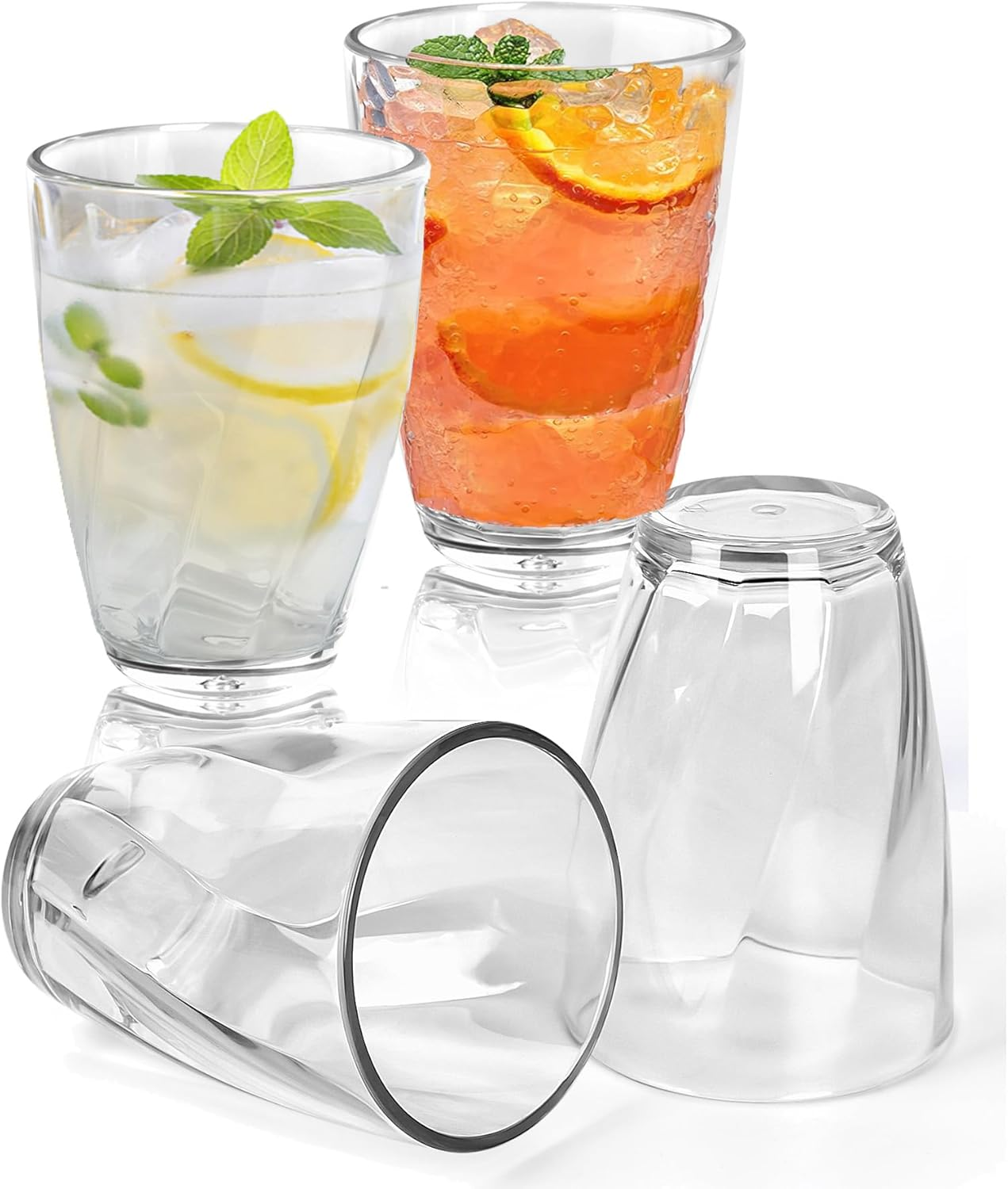 600Ml Plastic Tumblers, Large Capacity Water Cups Acrylic Drinking Glasses Tumblers, 20 Oz Unbreakable Picnic Drinkware, Stackable Glassware Cocktail Glasses for Beach Party Beer, Tea, Juice, 4 Pcs