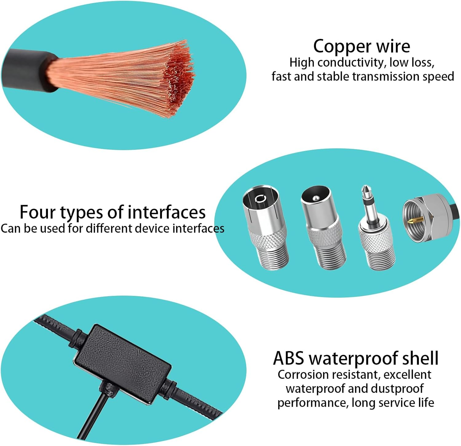 HQXHQ DAB FM Radio Antenna - FM Dipole with 3M Extension Cable for Pioneer, Yamaha, Marantz Works with Portable Radio Tuner, Stereo/Av/Hifi Receiver, Amplifier, Home Theater & Bose Wave Music System image number 3