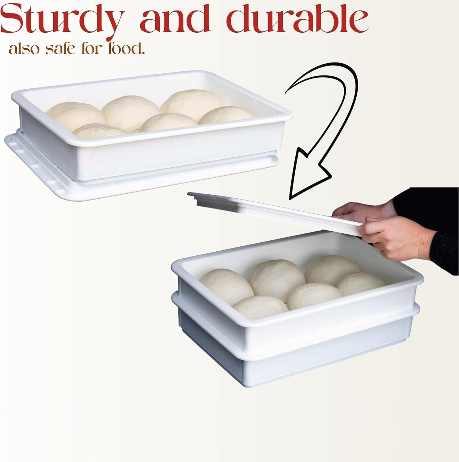 NIVMOWN【2 PACK】BPA Free Plastic Dough Proofing Box | Pizza Proofing Box, Bread Proofing Box | Stackable, with Covers, with Lid | Premium Quality (44.5 Cm* 32 * 8.5 Cm) image number 1