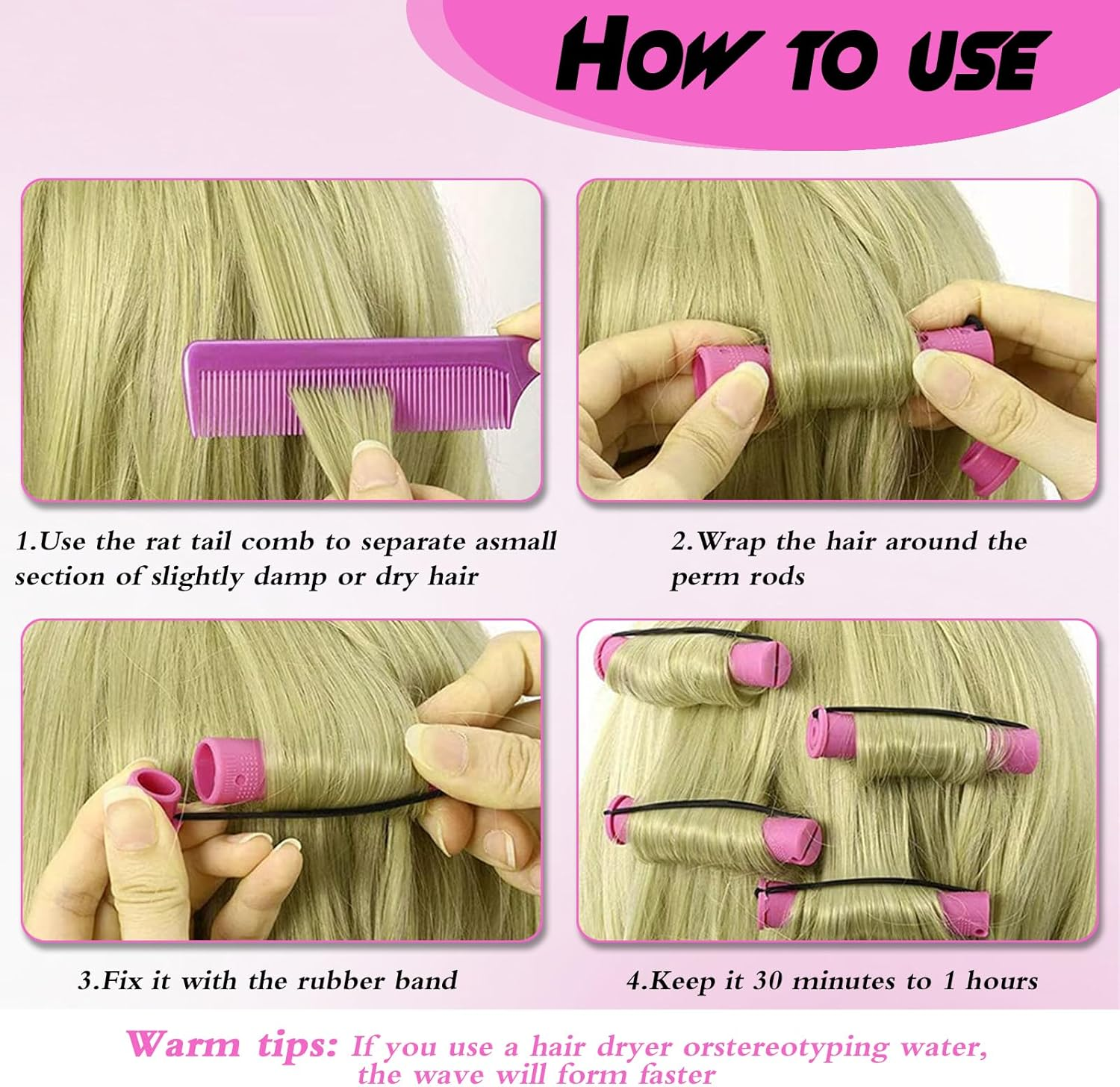 Complete Perm Set - Light Curls without Heat, Smaller Curls with Curling Iron, Curler for Perms, Small Curlers, Overnight Curlers, Papilots, Lace Paper (30 Pieces)