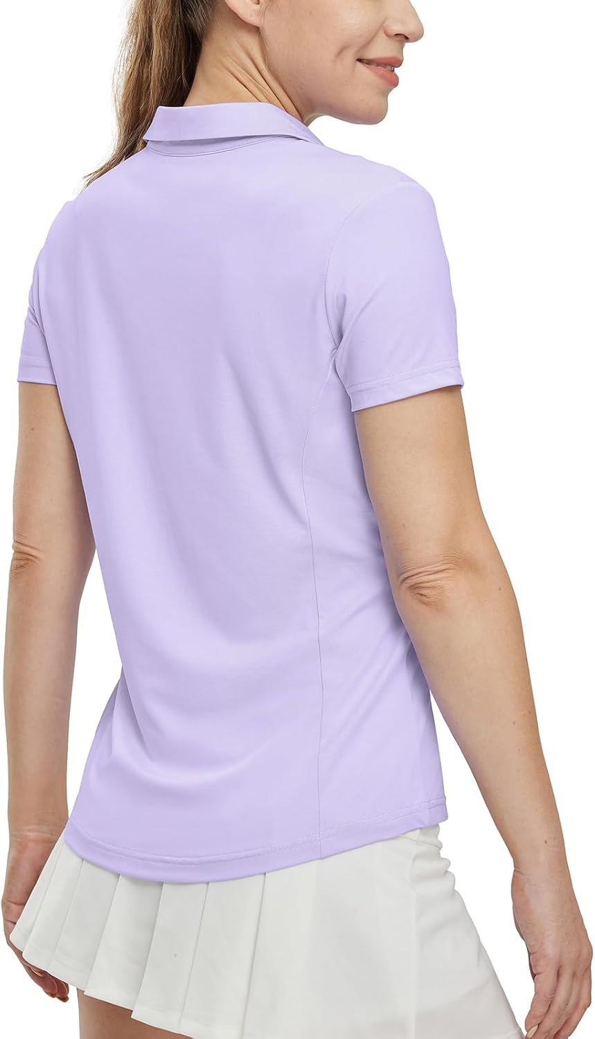 BGOWATU Women'S Short Sleeve Golf Tennis Polo Shirts V Neck Collared Workout Tops UV Protection Dry Fit image number 2