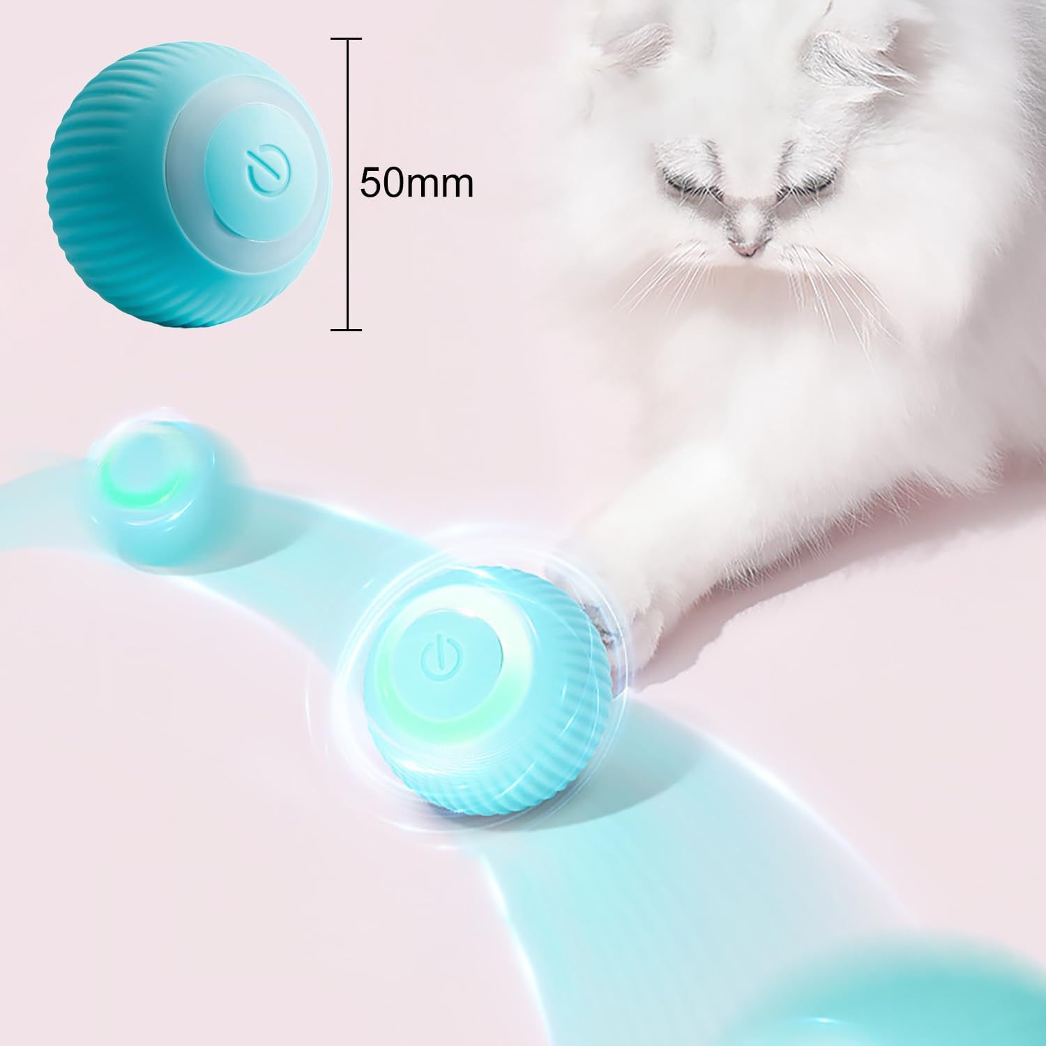 NXPUXP Cat Toy Electric Cat Ball, Cat Ball with LED Light, 360 Degree Rolling Ball, Interactive Cat Toy, Rechargeable Interactive Ball (Blue) image number 3