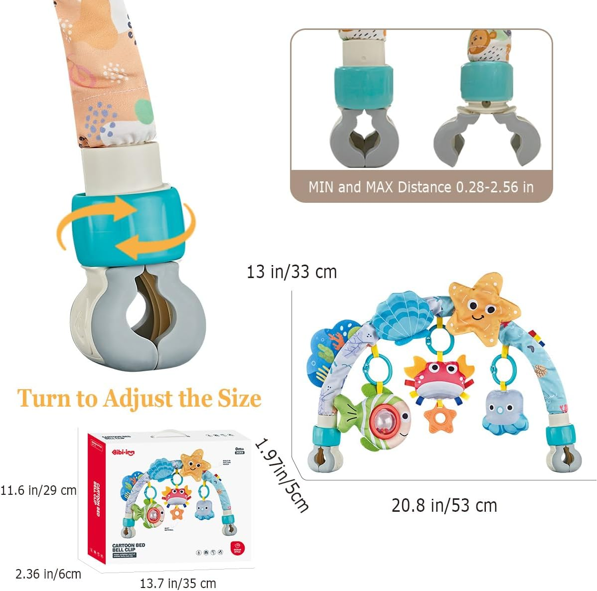 Baby Arch Activity Toy for Infant ＆ Toddlers, Fits Stroller, Car Seat and Bassinest, Baby Adjustable Crib Hanging Toy with Rattles, Stimulates Baby'S Senses and Motor Skills Development image number 2