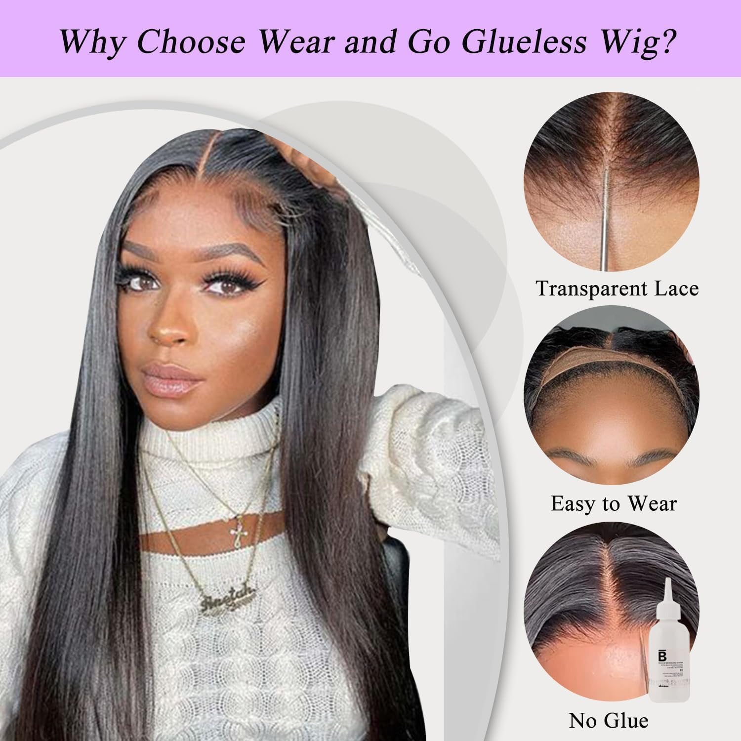 220% Density Lace Front Human Hair Wigs for Black Women, Glueless Human Hair Wigs with Natural Hairline 16 Inches image number 1