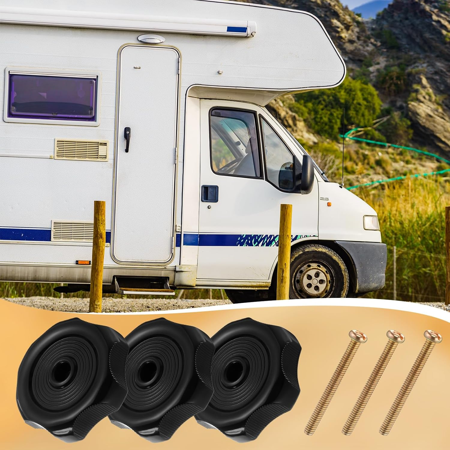 Zonon 12 Pack Shaft Rv Window and Vent Knobs 1" Shaft 2-1/4" Diameter Camper Window Latch Knob with Screws Interior Hardware Accessories Plastic Knob for Rv, Boat, Toolbox Vent Mechanism (Black) image number 2