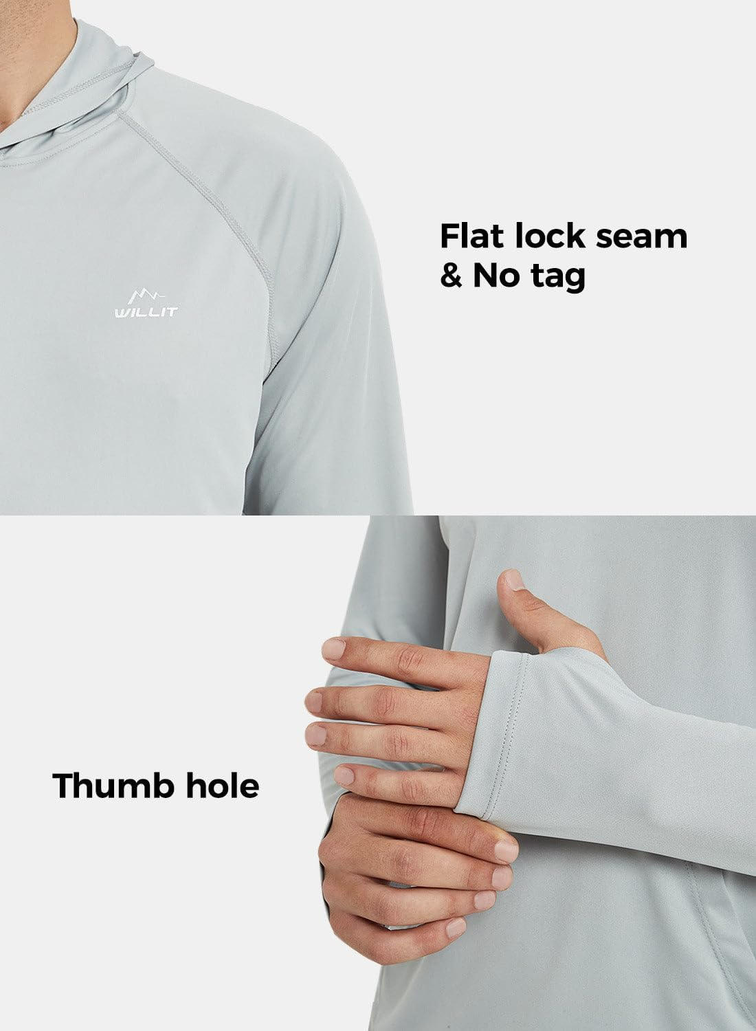 WILLIT Men'S UPF 50+ Sun Protection Hoodie Shirt Long Sleeve Rash Guard Fishing SPF Outdoor UV Shirt Lightweight Pocket image number 3