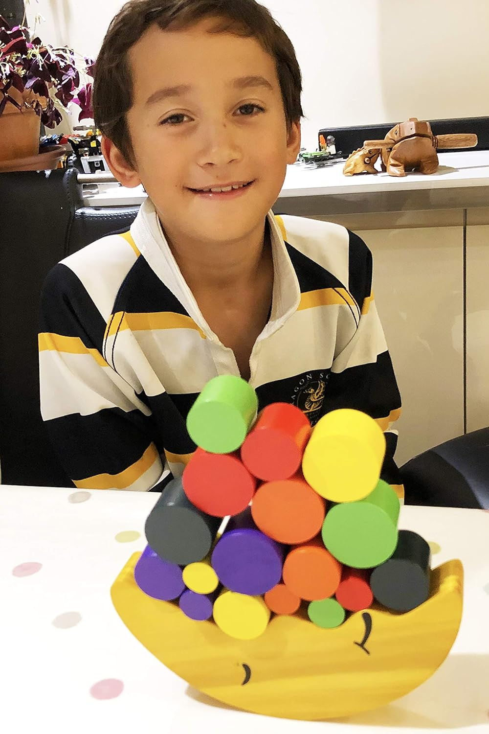 TOWO Wooden Stacking Blocks Balancing Game for Children - Wooden Blocks Balancing Moon - Stacking and Sorting Wooden Toy for 3 Years Old- Math Educational Toys for Preschool Kids image number 2