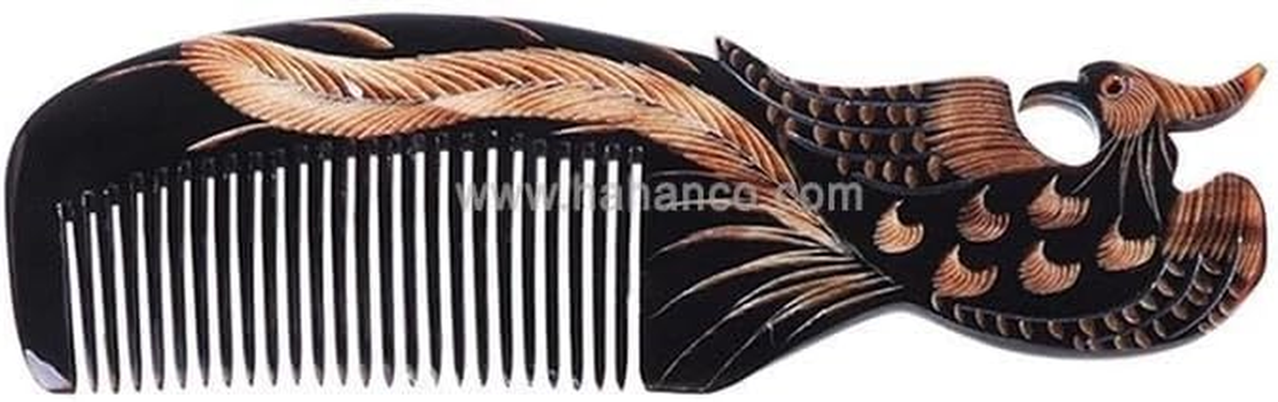 Phoenix-Shaped Black Horn Comb image number 4