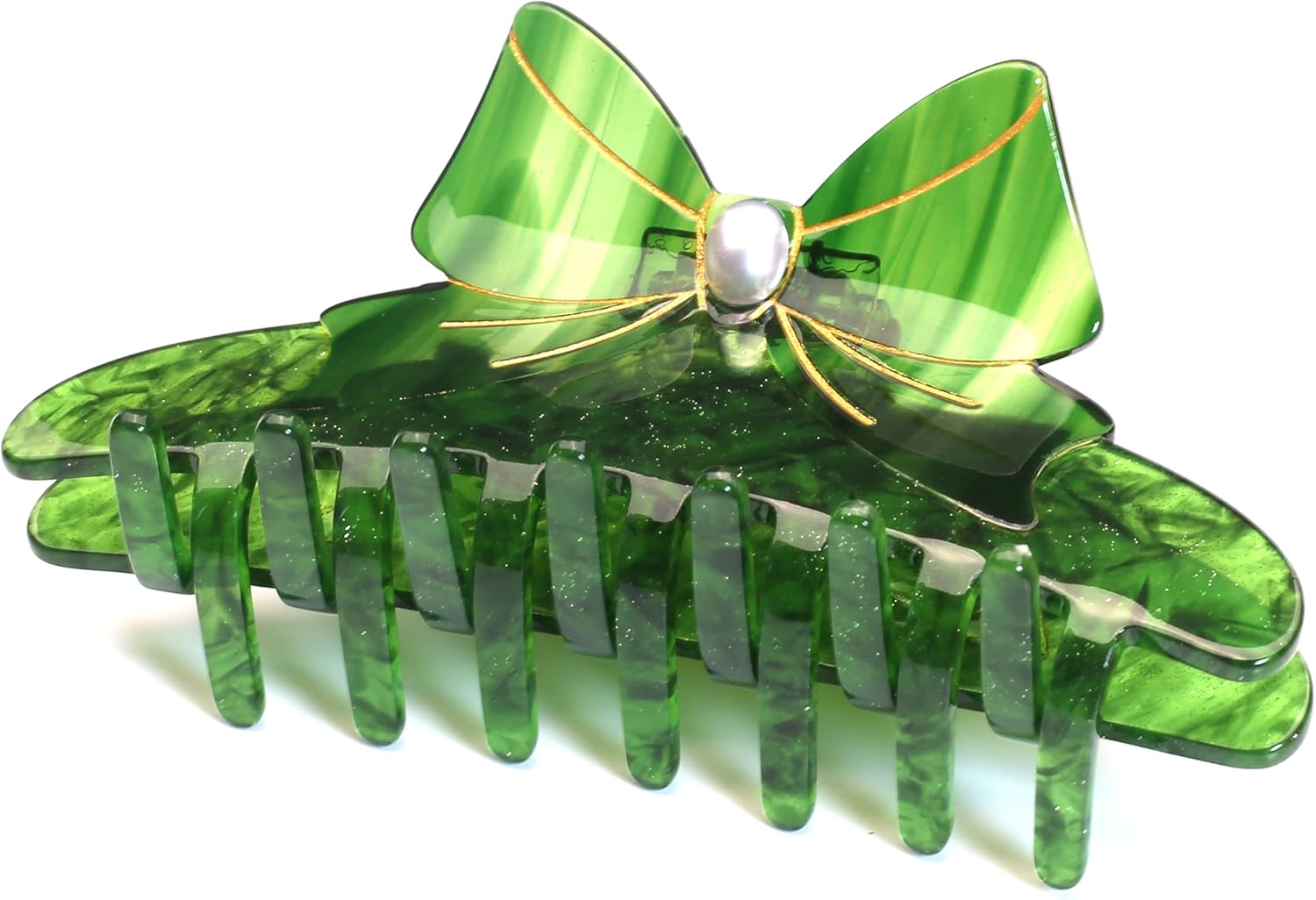 Qingoo Large Green Cellulose Acetate Bow Hair Clip Beautiful Hair Clip Women'S Hair Accessories Headdress Elegant Hair Accessory Long Hair 1 Piece (11 X 4.7 Cm, Light Green)