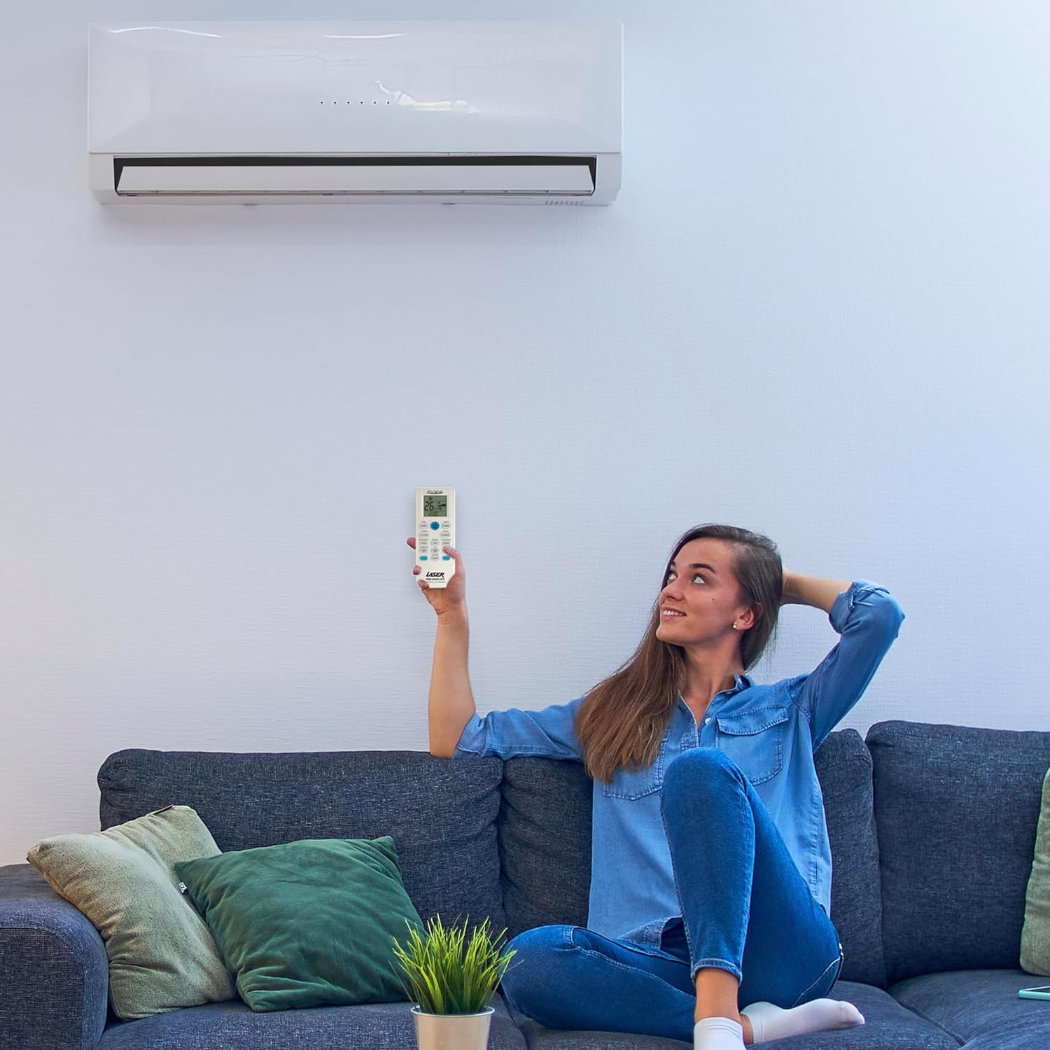 Laser Universal Air Conditioner Remote &ndash; Quick 2-Button Setup, Compatible with Major AC Brands, Easy Replacement Remote with LCD Display, Quick Heat & Cool Modes, Supports Split System & Portable ACS