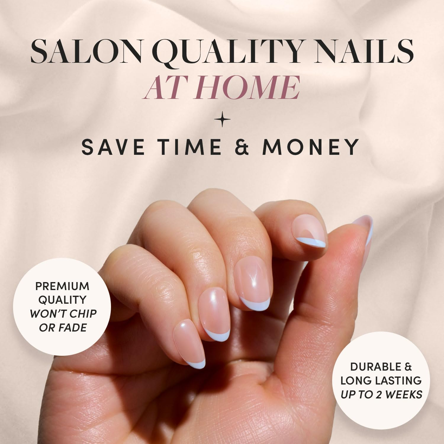 Glamnetic Press on Nails - into Blue | Glazed Short Oval Fake Nails with Periwinkle French Tips, Salon Quality Summer Nails | 15 Sizes - 30 Nail Kit with Glue