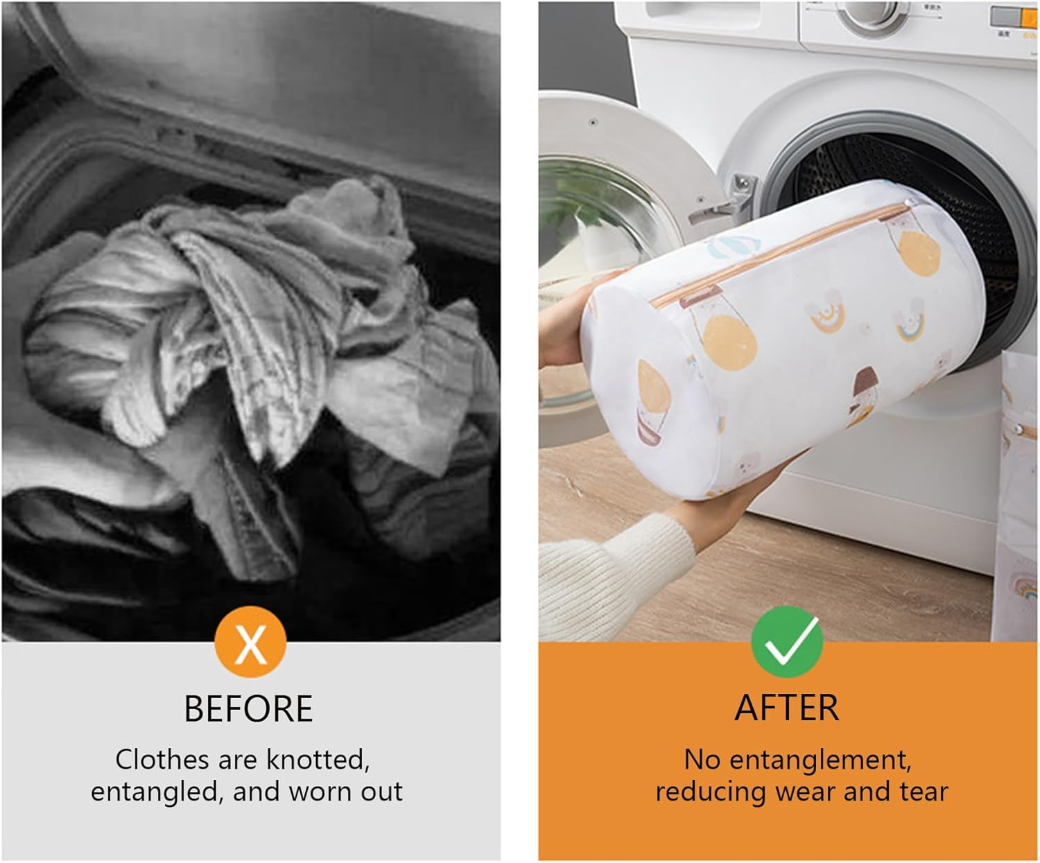 AUXIN 6 Pcs Durable Honeycomb Mesh Laundry Bags, Laundry Bra Lingerie Cute Balloon Printing Mesh Wash Bags for Delicates image number 5