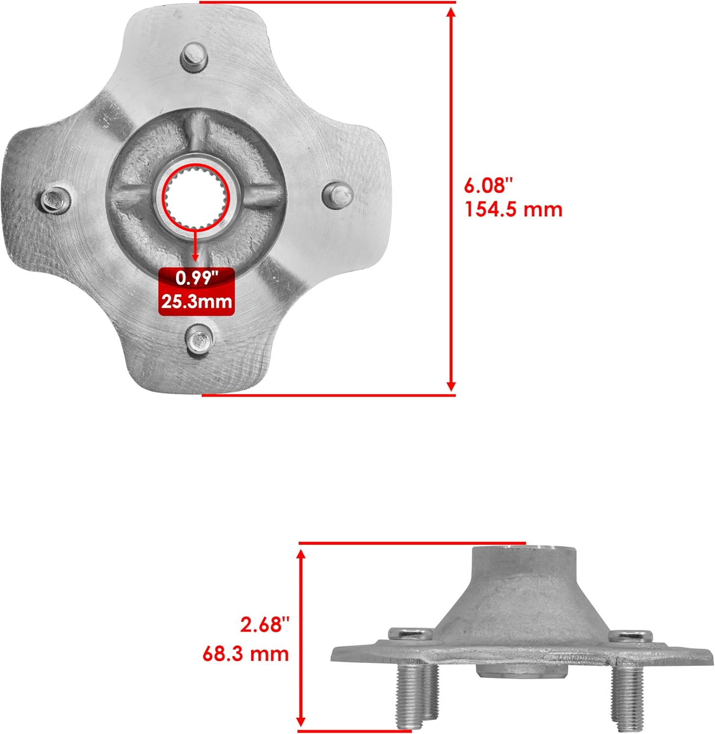 Caltric 2 Rear Axle Wheel Hub with Nut Compatible with Honda Rancher 420 4X4 TRX420FE TRX420FM TRX420TE TRX420TM TRX420FP 2007-2013 | Recon 250 2X4 TRX250 TRXTE TRX250TM TRX250TE1 TRX420TM1 197-2023 image number 5