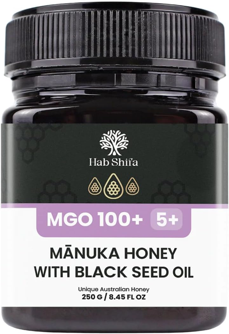 Hab Shifa Manuka Honey MGO100+ with Black Seed Oil 250G | Australian Honey for Immune & Digestive Support | Natural Soothing Relief & Antioxidant Superfood image number 6