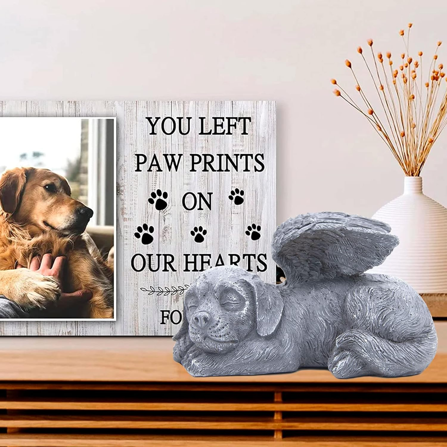 Lhybtm Dog Angel, Sleeping Dog, Sleeping Angel Dog, Grave Ornament for Resin, Angel Wings for Pets, Memorial Stone Heart, Resin Grave Ornament Statue for Home (11.5 X 5.5 X 6.3 Cm) image number 4