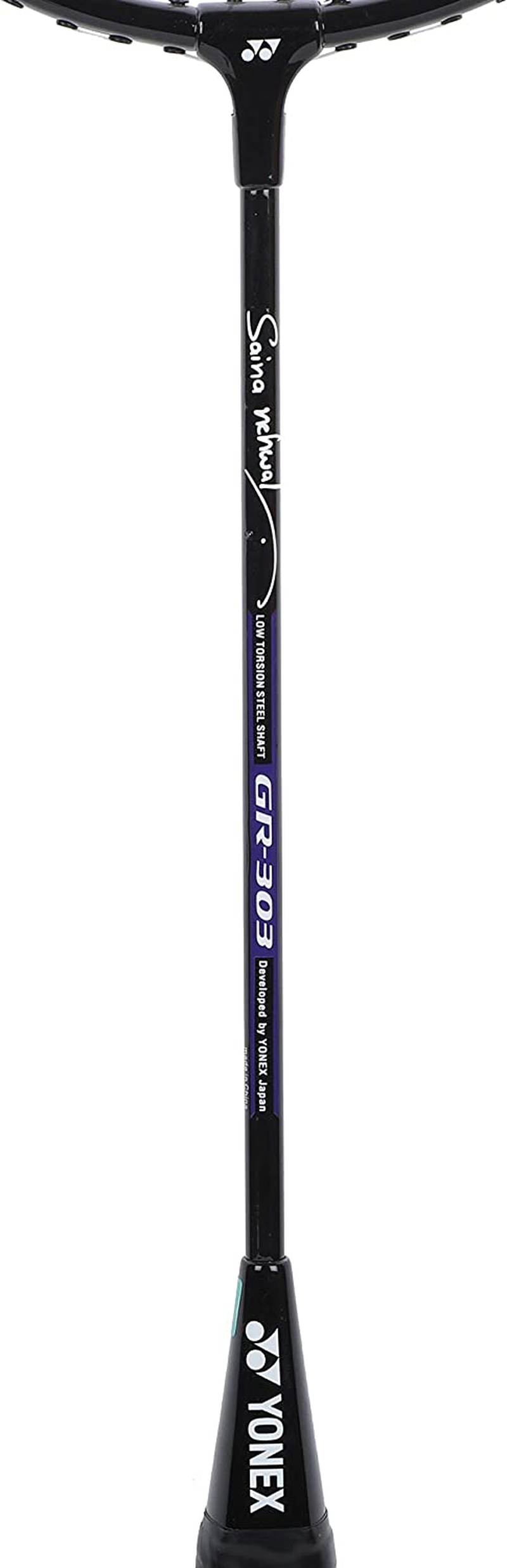 YONEX GR 303 Saina Nehwal Special Edition Aluminium Strung Badminton Racket with Full Racket Cover (Black) | for Beginners | 95 Grams | Isometric Head
