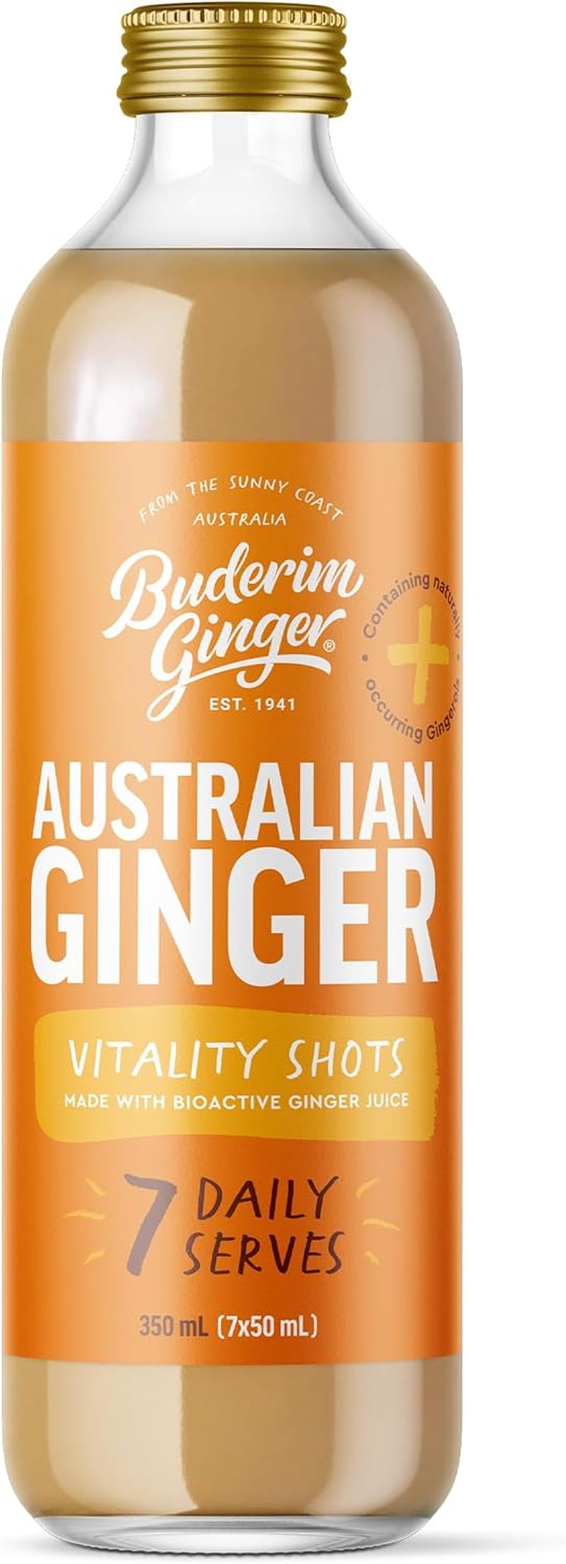 Buderim Ginger Australian Ginger Shots &ndash; 7-Day Supply, Made with Bioactive Ginger Juice, 350Ml Glass Bottle, Take 1 Shot a Day or Add to Smoothies, Salad Dressing and Stir-Fries. image number 2