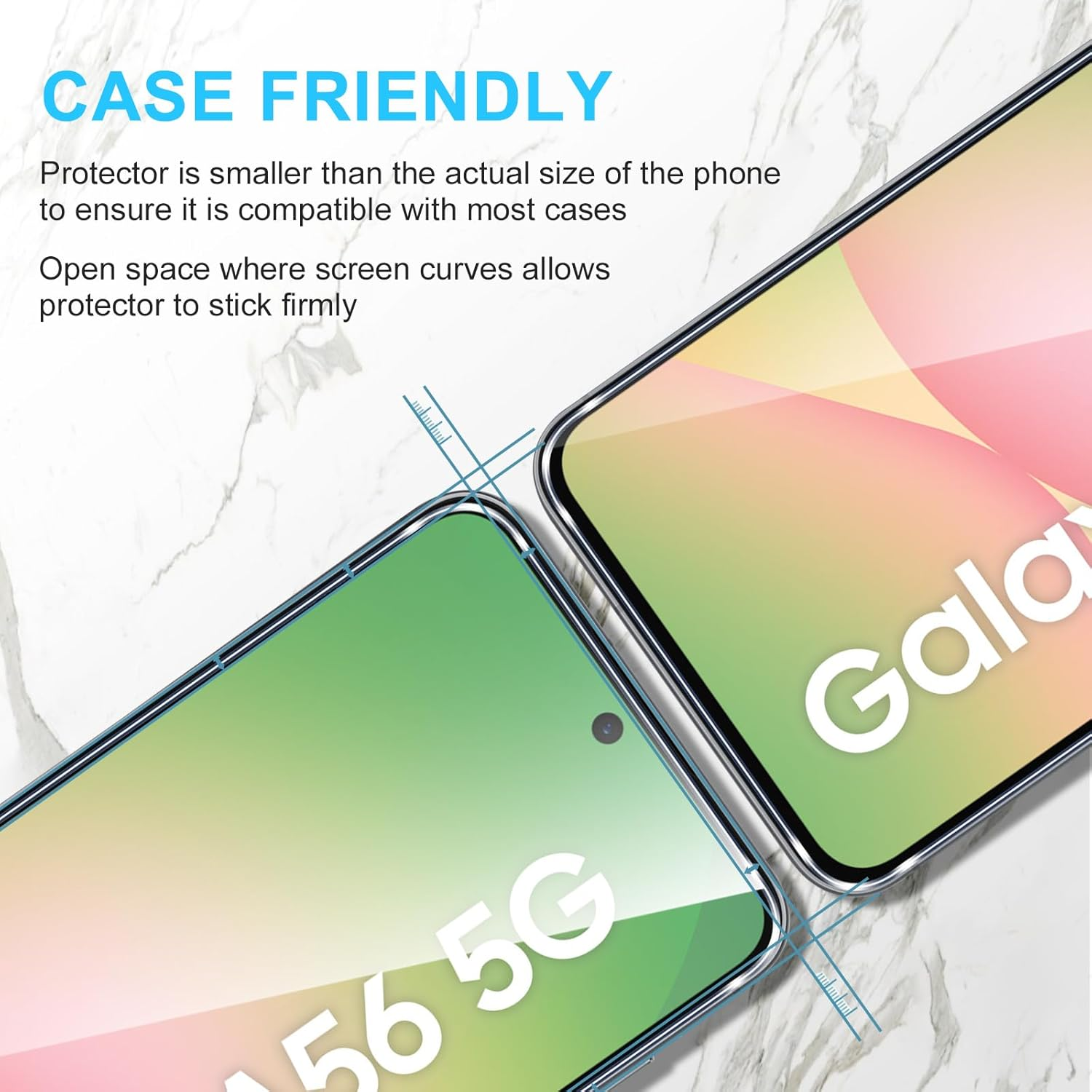 Phoona Pack of 2 Screen Protectors for Samsung Galaxy A56, 9H Hardness Tempered Glass Film, HD Transparent Screen Protector, Scratch-Resistant, Bubble-Free, Clear Screen Protector for Samsung Galaxy image number 6