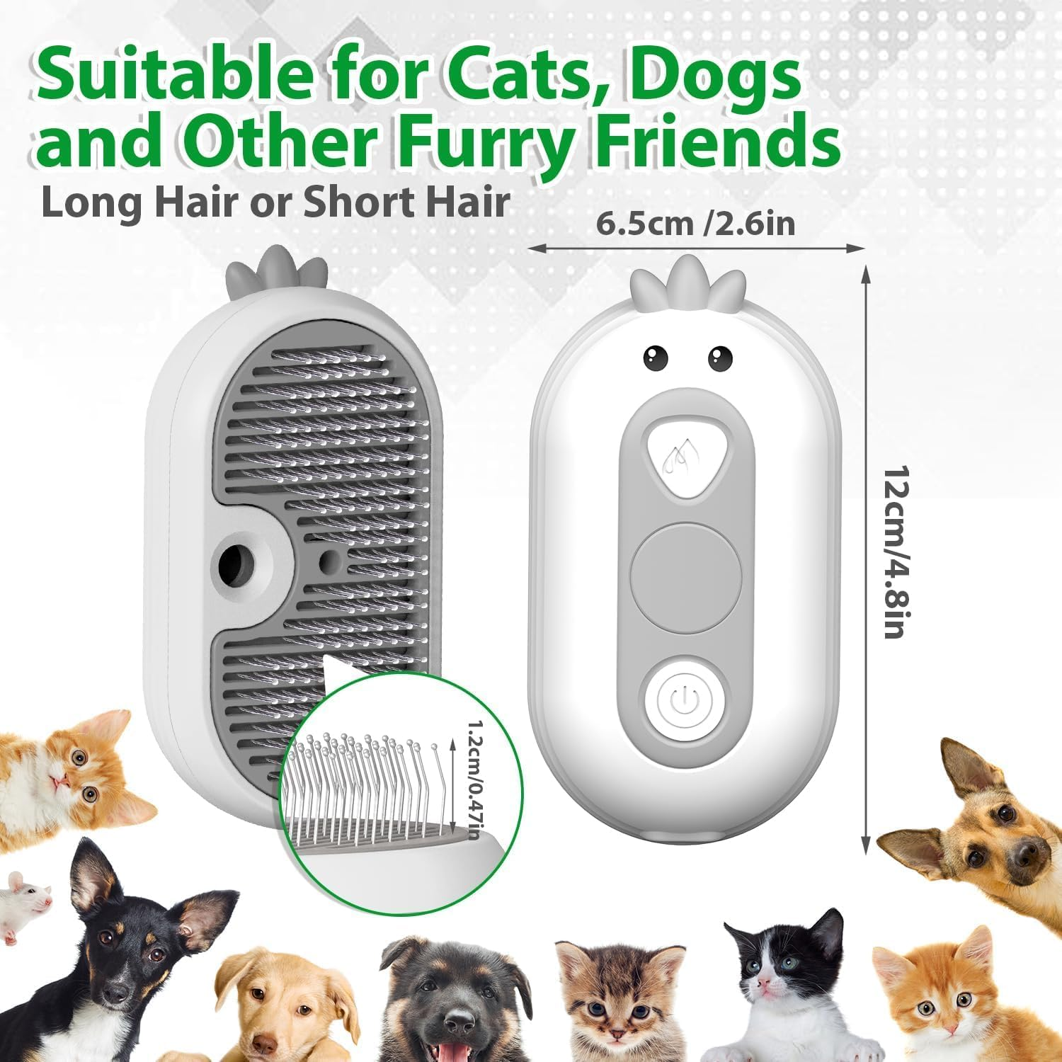 Aymxcls Cat Steam Brush with Release Button,Self Cleaning Spray Cat Brush with Release Button for Cats Shedding, Cat Grooming Brush for Removing Knots,Loose Hair image number 4