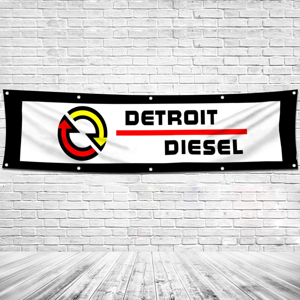 Aihccy Detroit Diesel Car Garage Shop Flag Banner 2X8Ft Fade Resistant